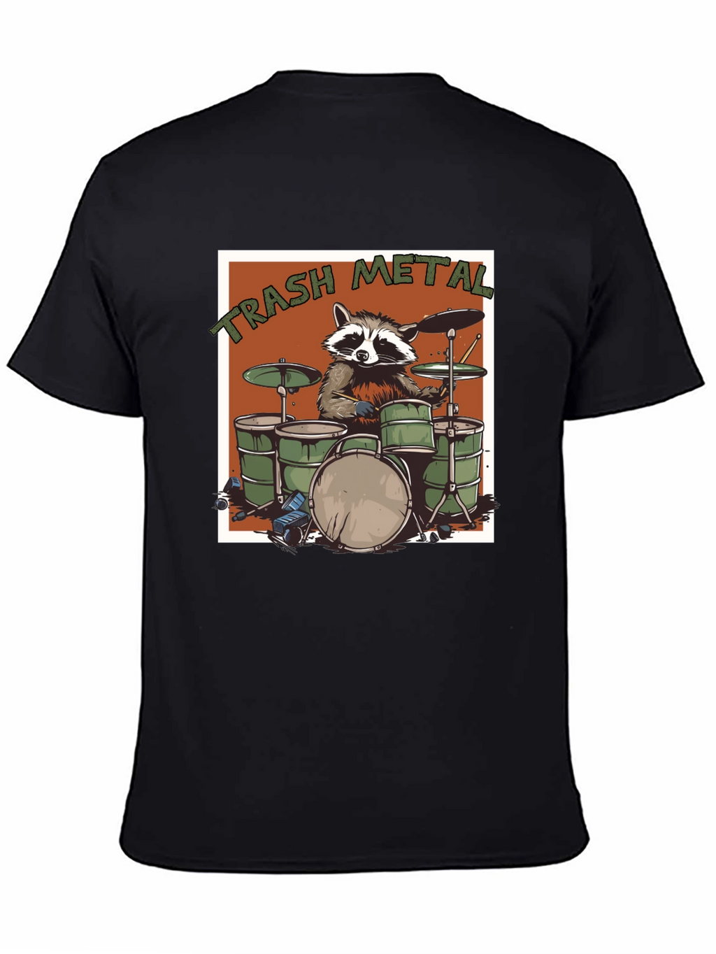 Trash Metal Raccoon Drummer T-Shirt