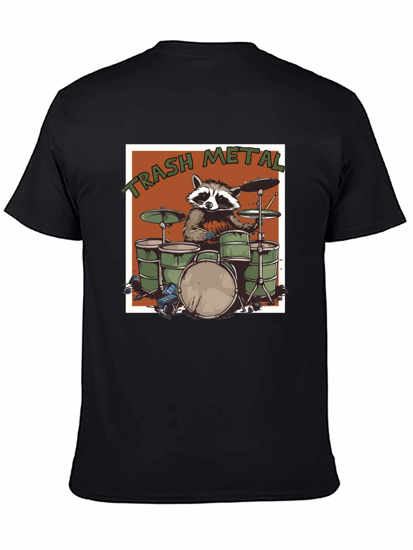 Trash Metal Raccoon Drummer T-Shirt