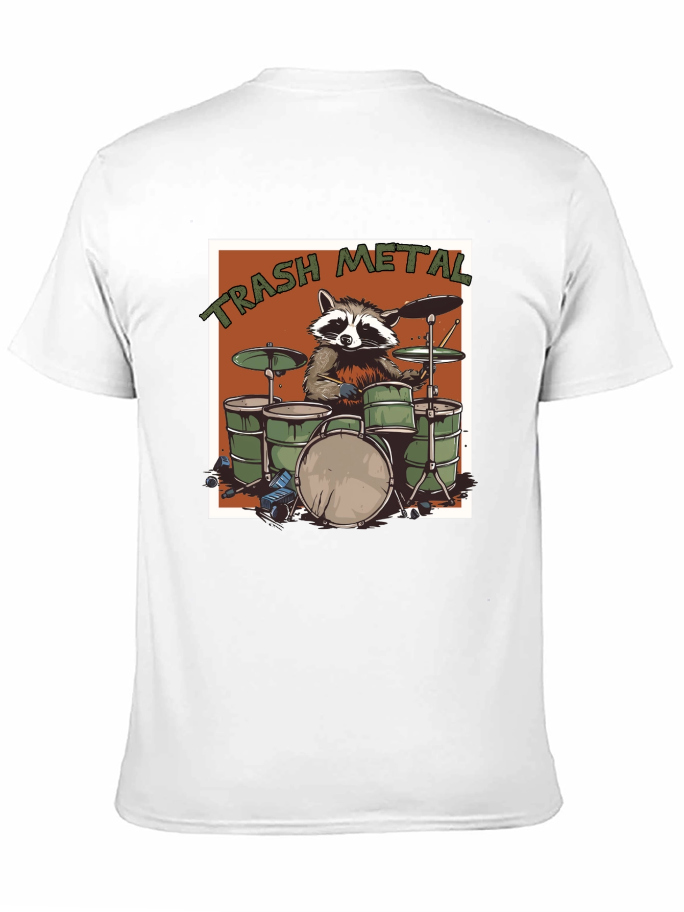 Trash Metal Raccoon Drummer T-Shirt