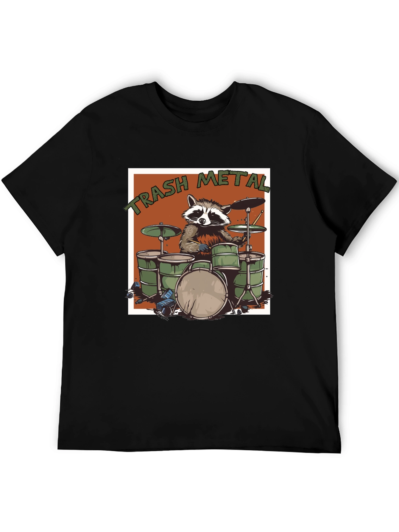 Trash Metal Raccoon Drummer T-Shirt