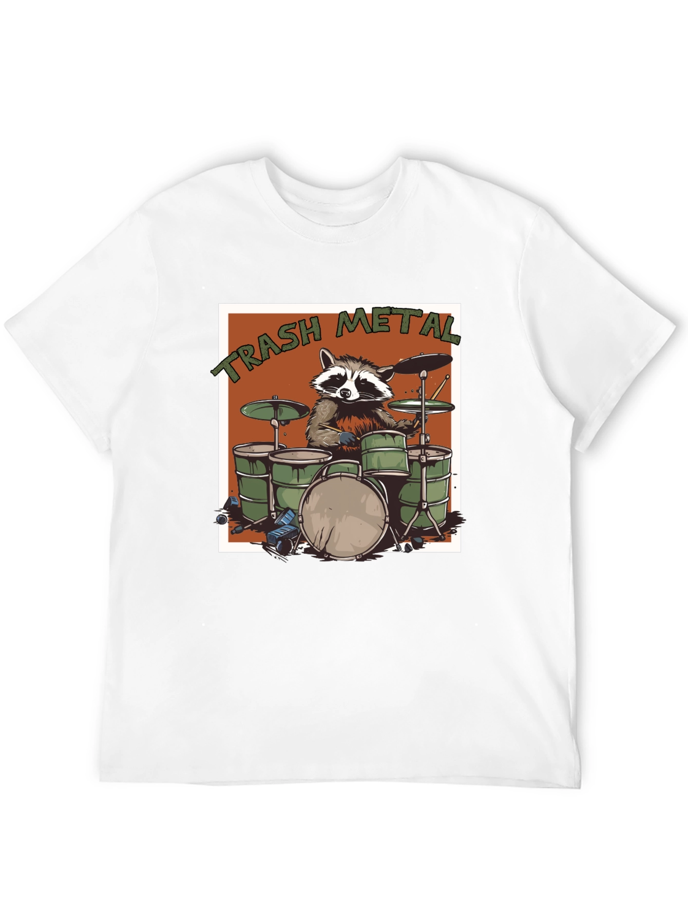Trash Metal Raccoon Drummer T-Shirt
