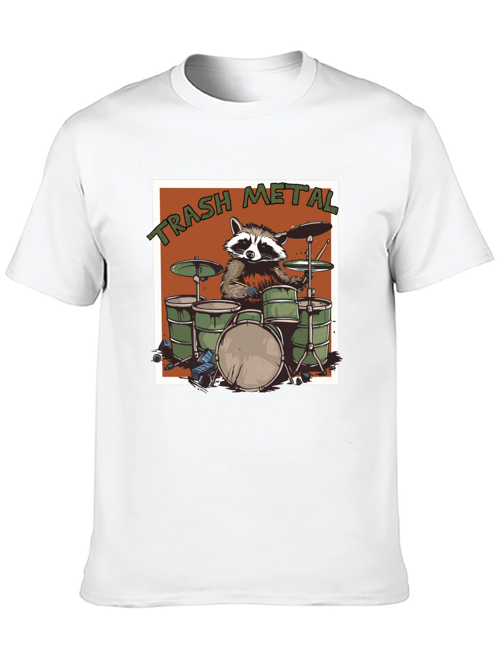 Trash Metal Raccoon Drummer T-Shirt