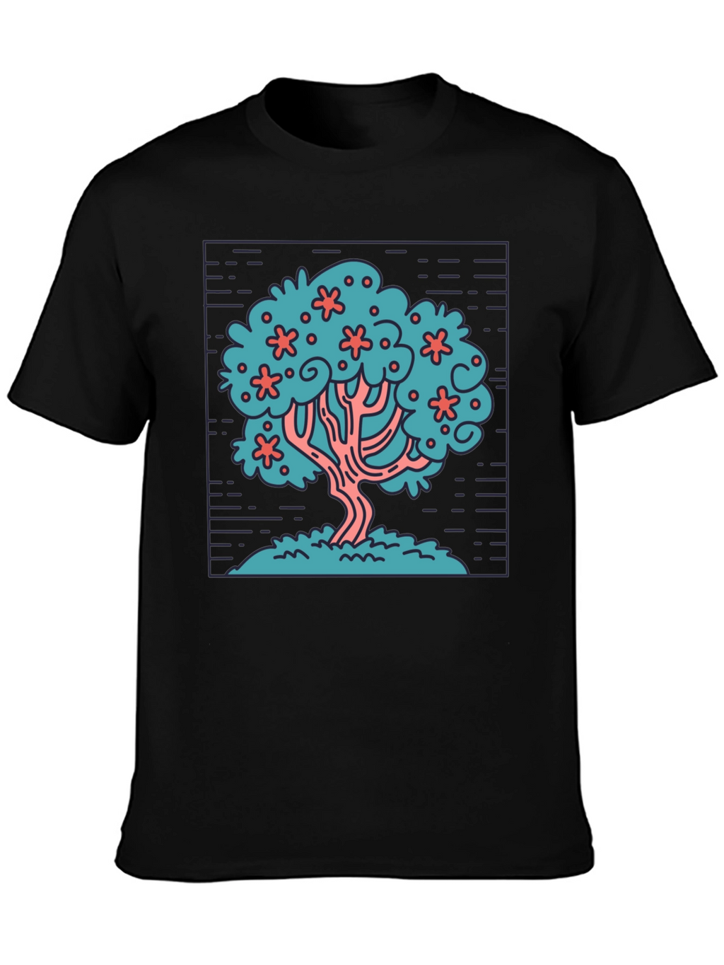 Stylized Tree Graphic Tee - Black