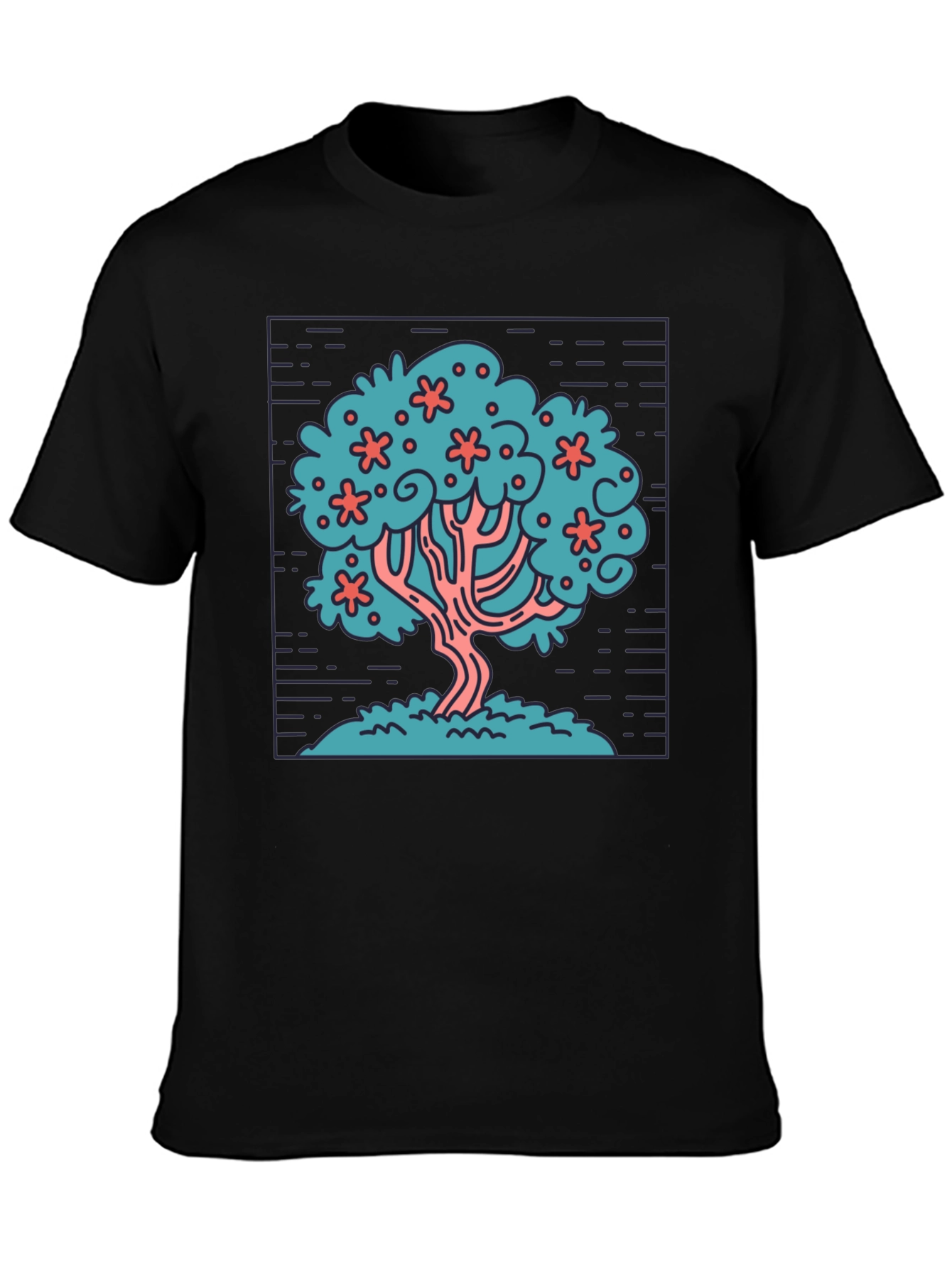 Stylized Tree Graphic Tee - Black