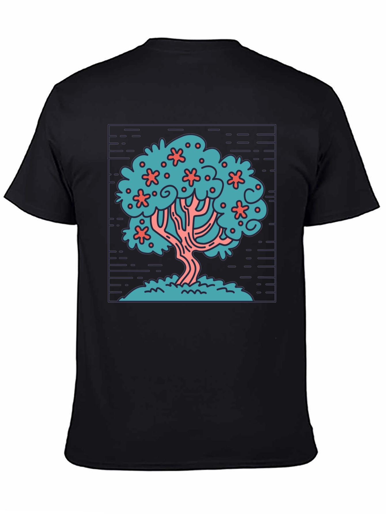 Stylized Tree Graphic Tee - Black