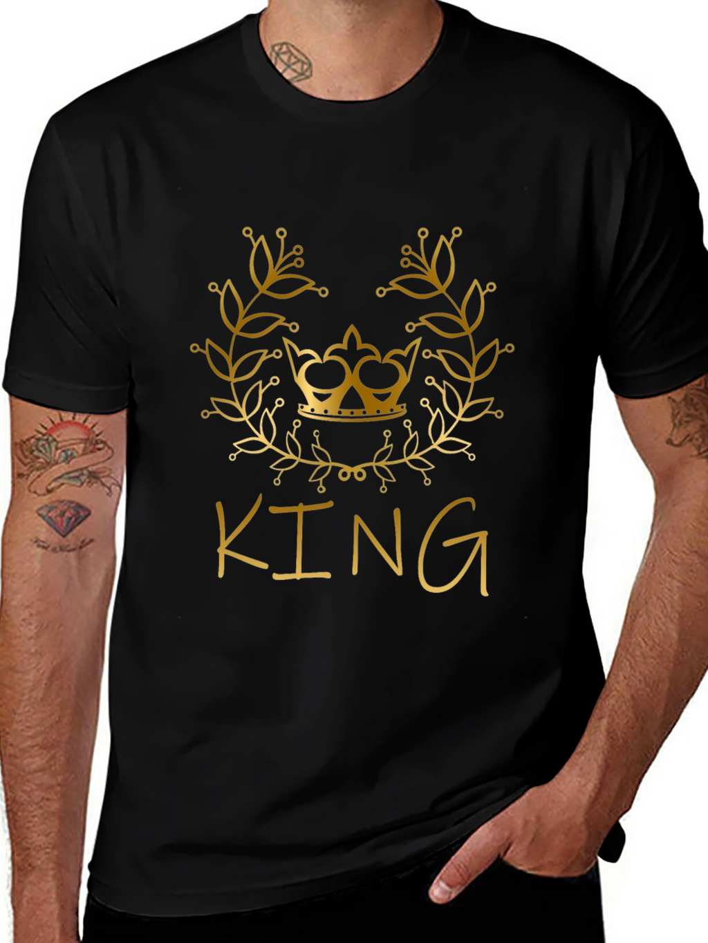 King Graphic Tee - Stylish Gold Crown Design T-Shirt