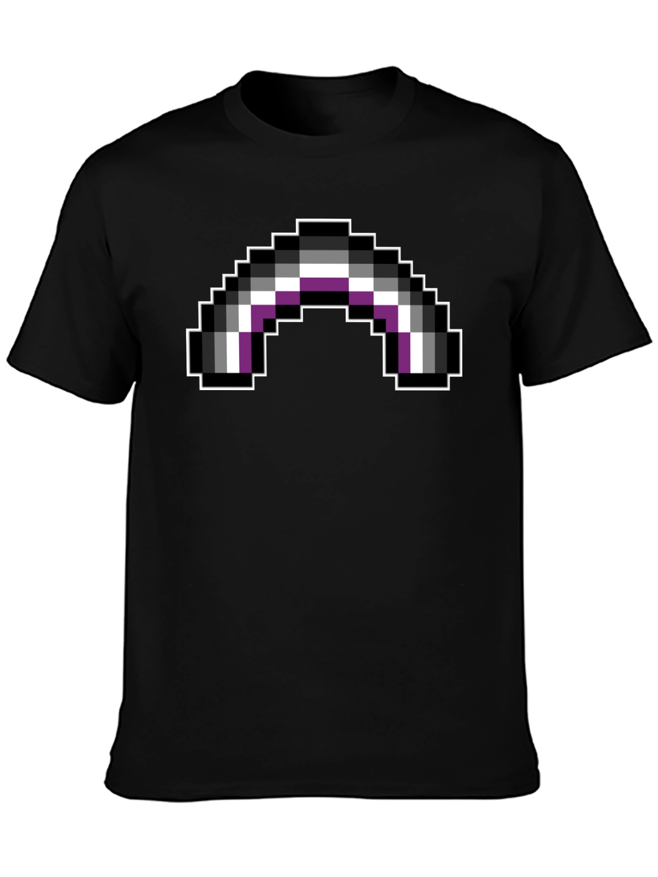Asexual Pride Flag Pixel Art Black T-Shirt