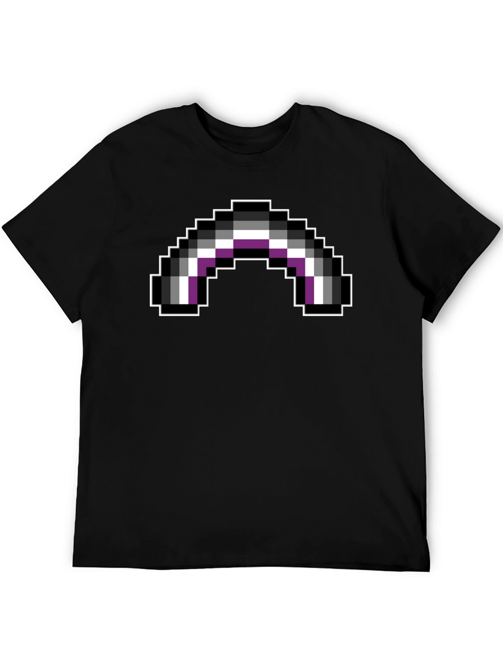 Asexual Pride Flag Pixel Art Black T-Shirt