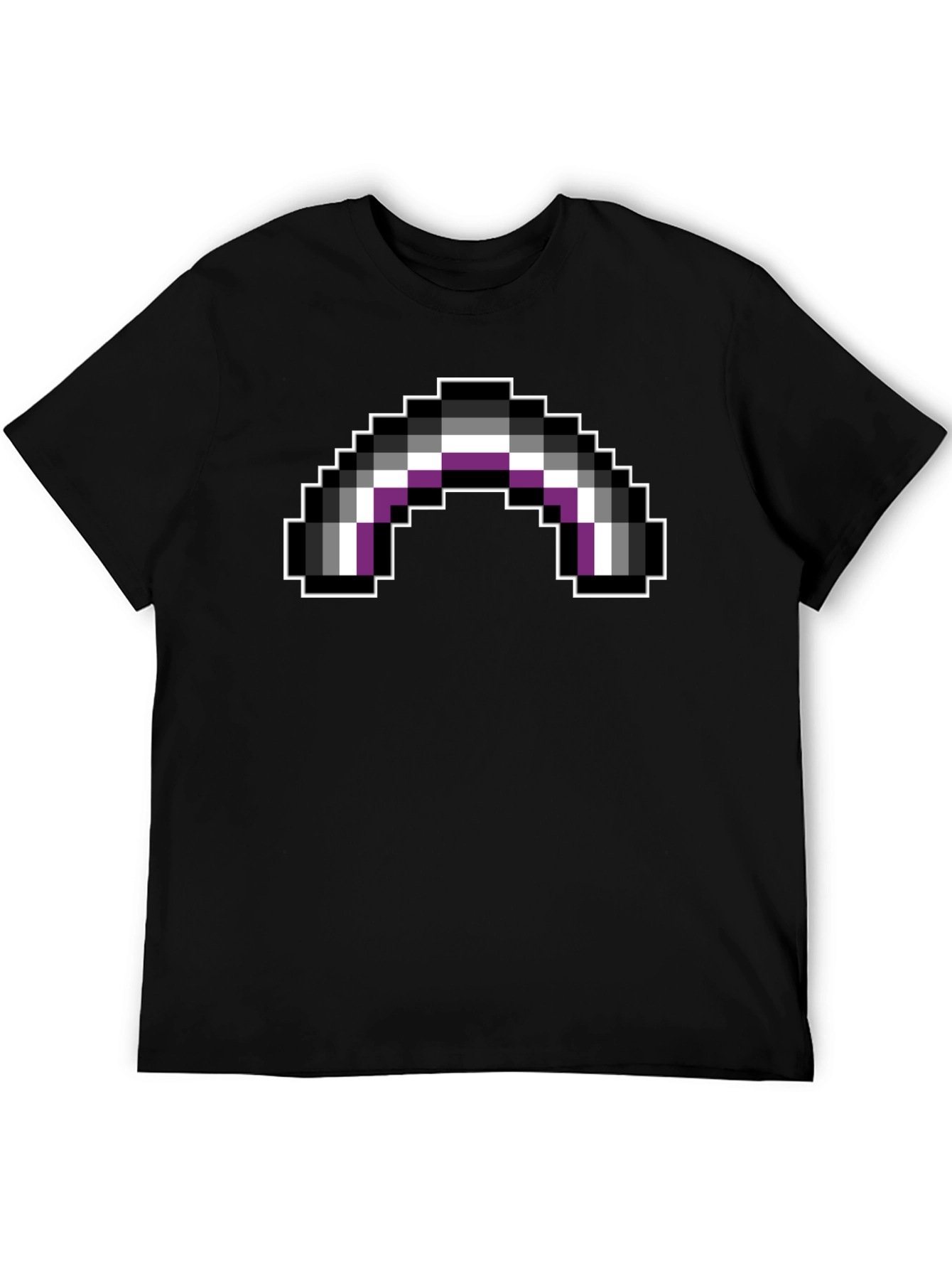 Asexual Pride Flag Pixel Art Black T-Shirt