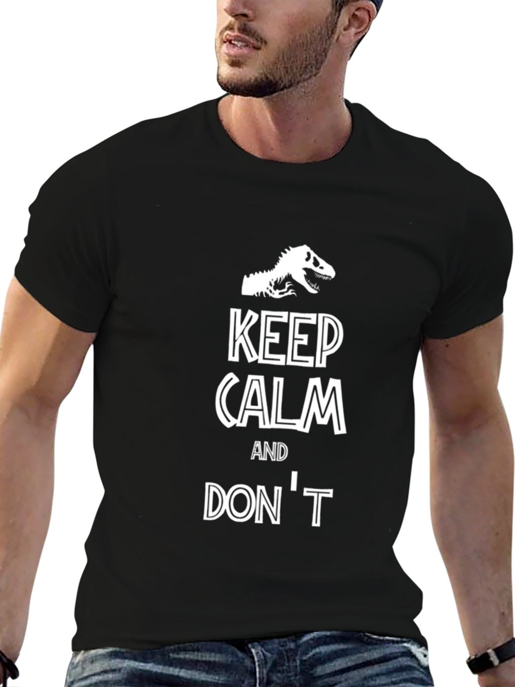 Keep Calm Dinosaur T-Shirt Funny Novelty Graphic Tee