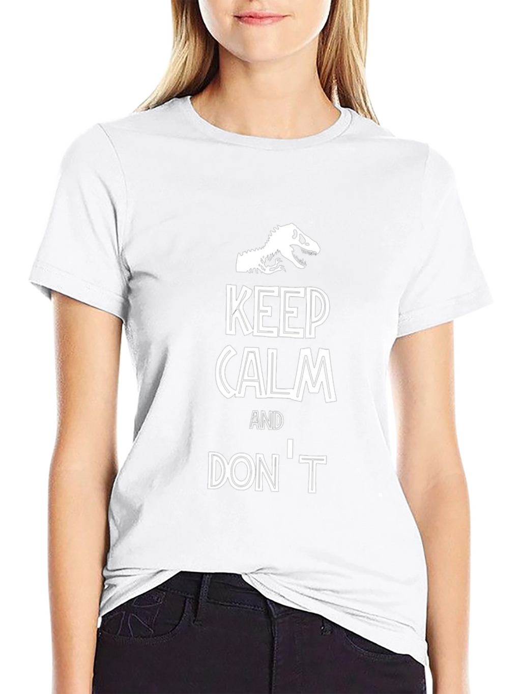 Keep Calm Dinosaur T-Shirt Funny Novelty Graphic Tee