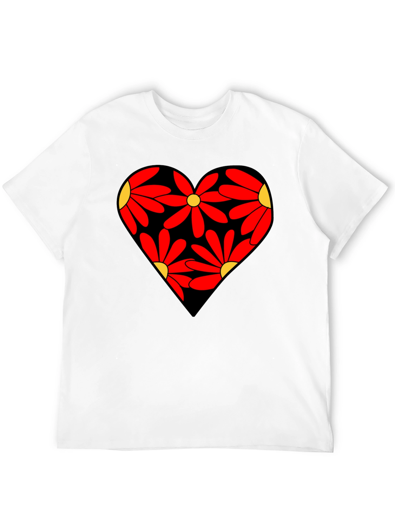 Floral Heart Black T-Shirt