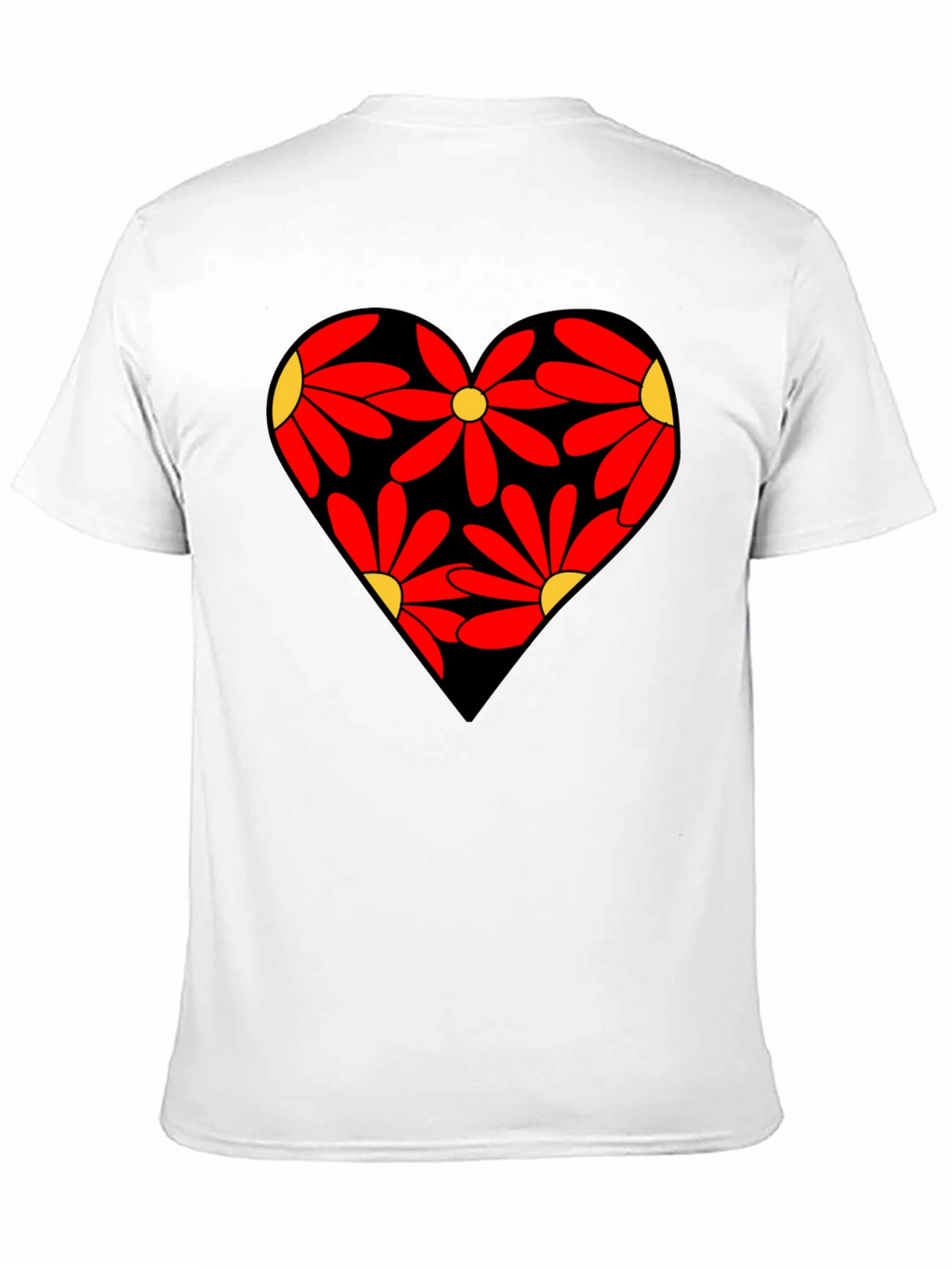 Floral Heart Black T-Shirt