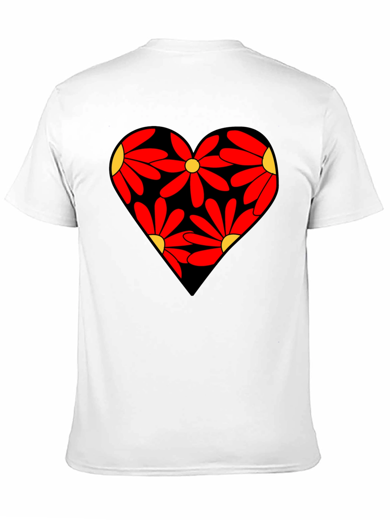 Floral Heart Black T-Shirt