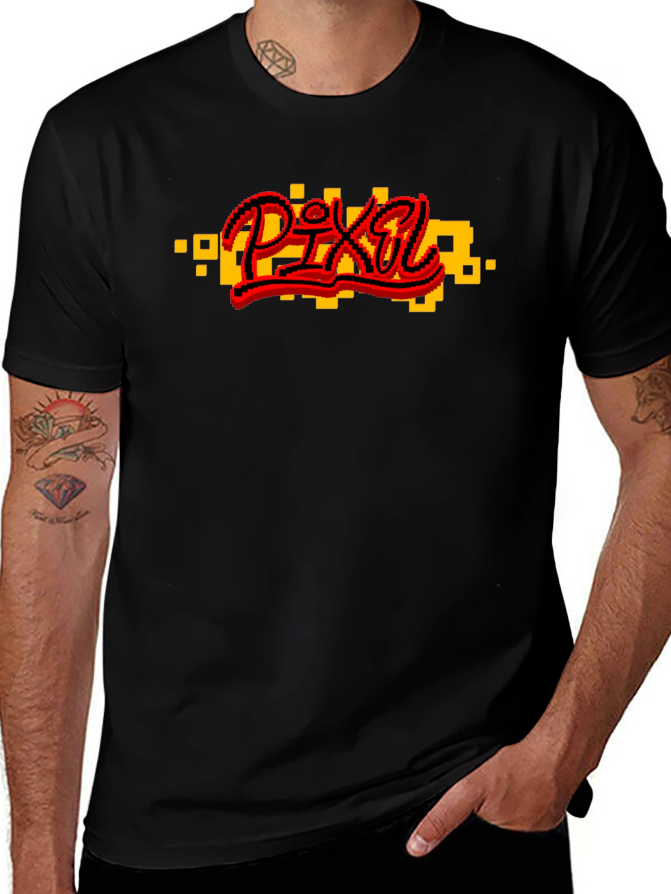 Pixel Art Graphic Black T-Shirt