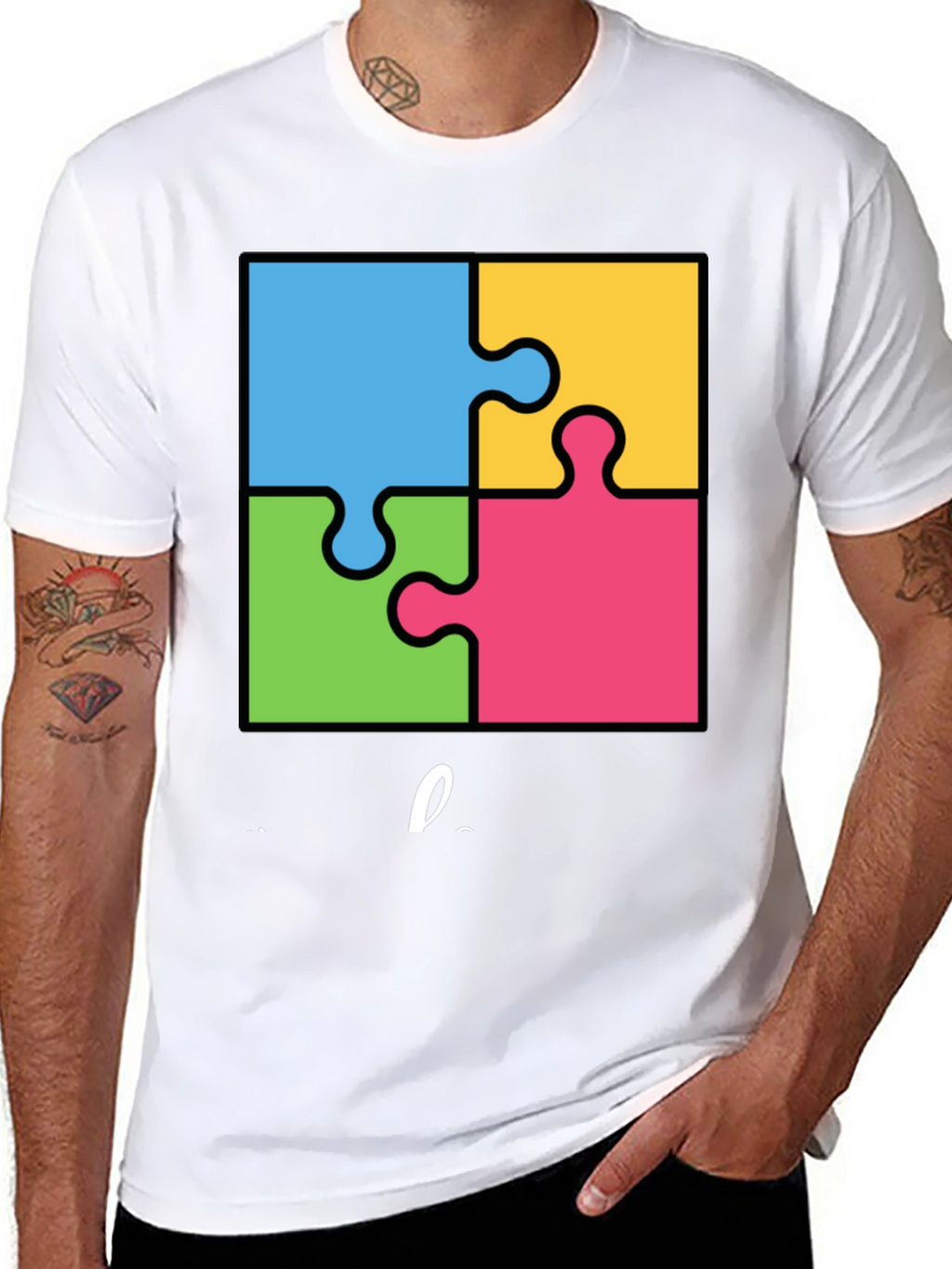 Autism Awareness Puzzle T-Shirt - Black Cotton Tee