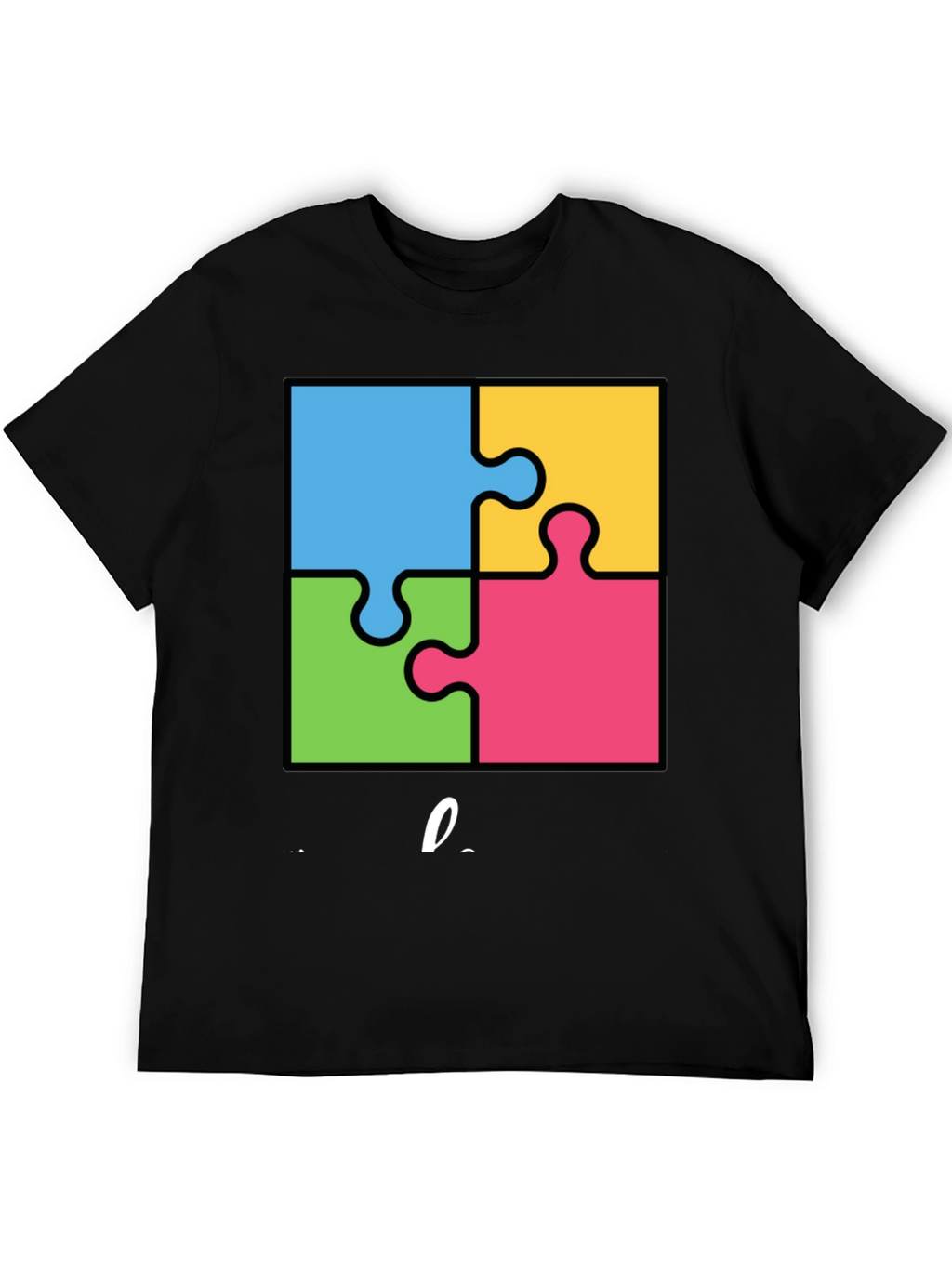 Autism Awareness Puzzle T-Shirt - Black Cotton Tee