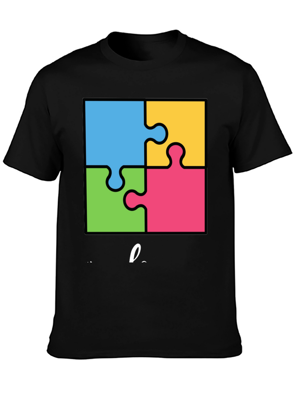 Autism Awareness Puzzle T-Shirt - Black Cotton Tee