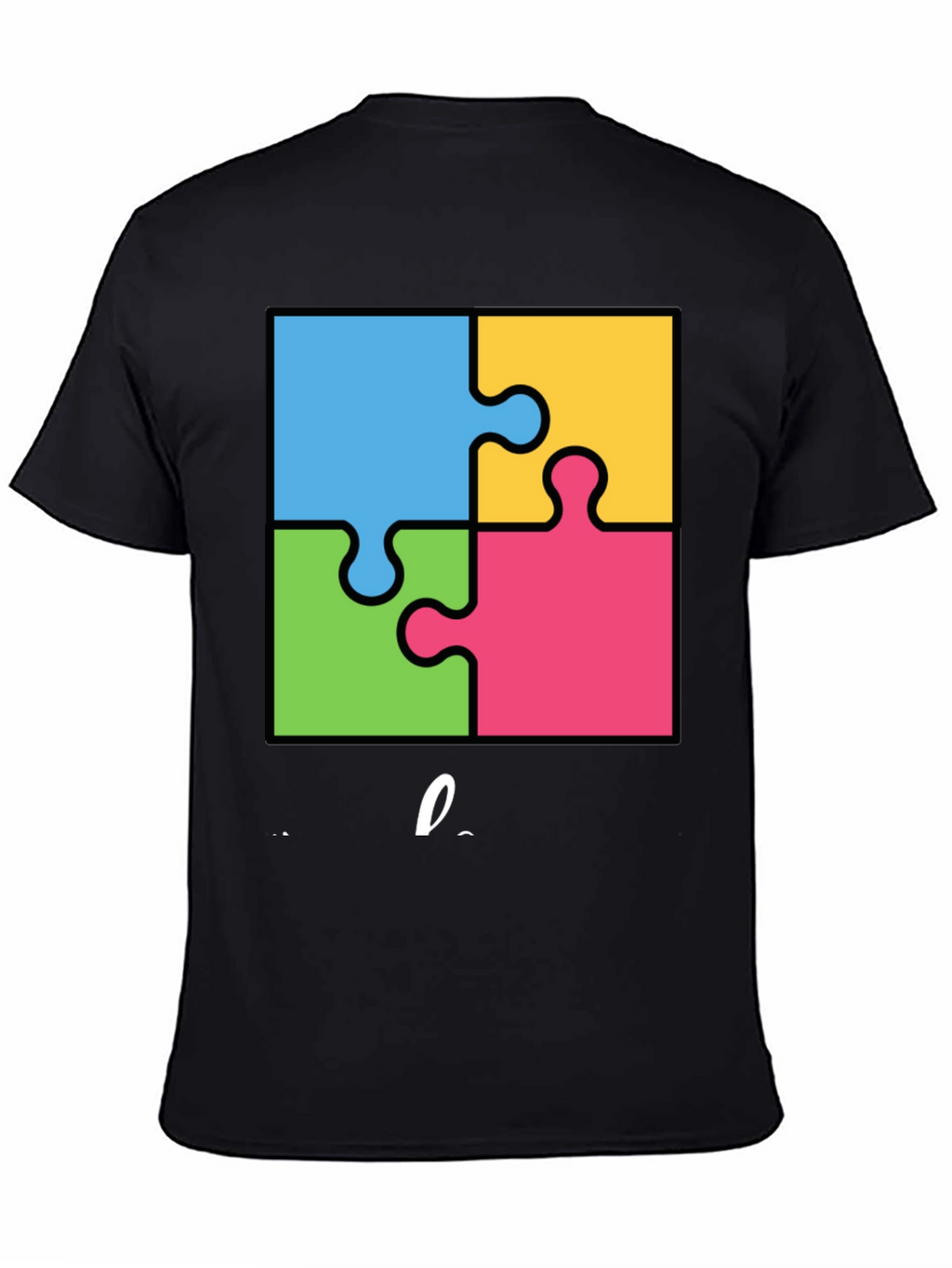 Autism Awareness Puzzle T-Shirt - Black Cotton Tee