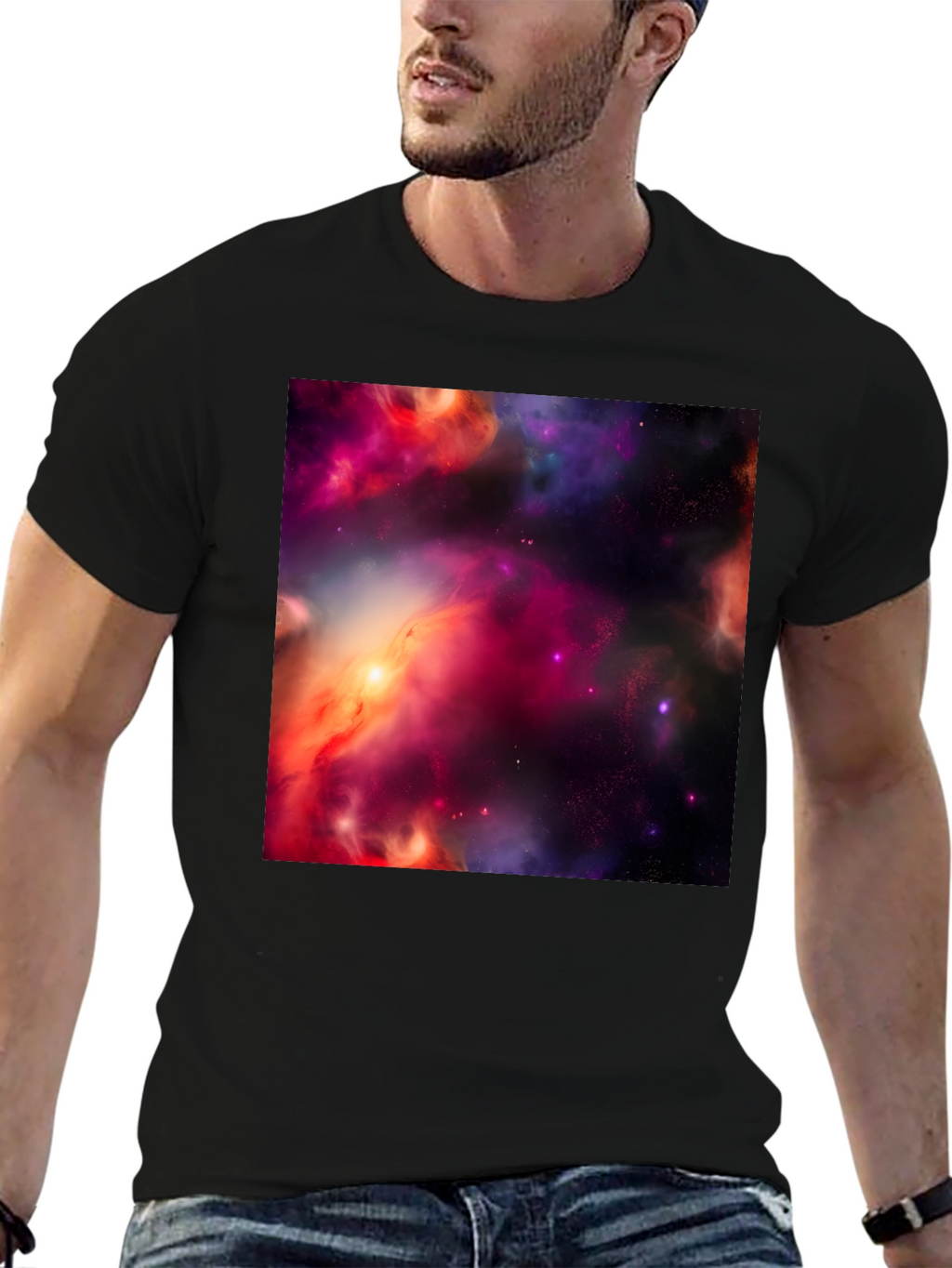 Nebula Print Black T-Shirt