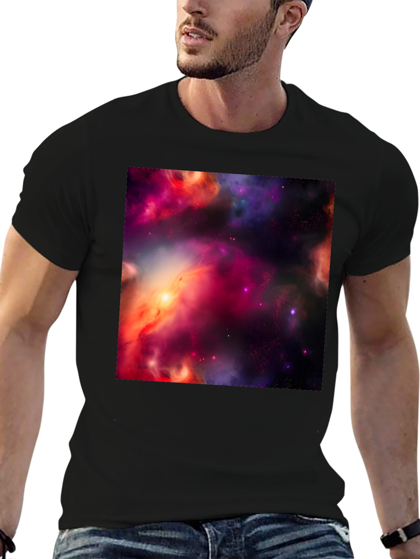 Nebula Print Black T-Shirt