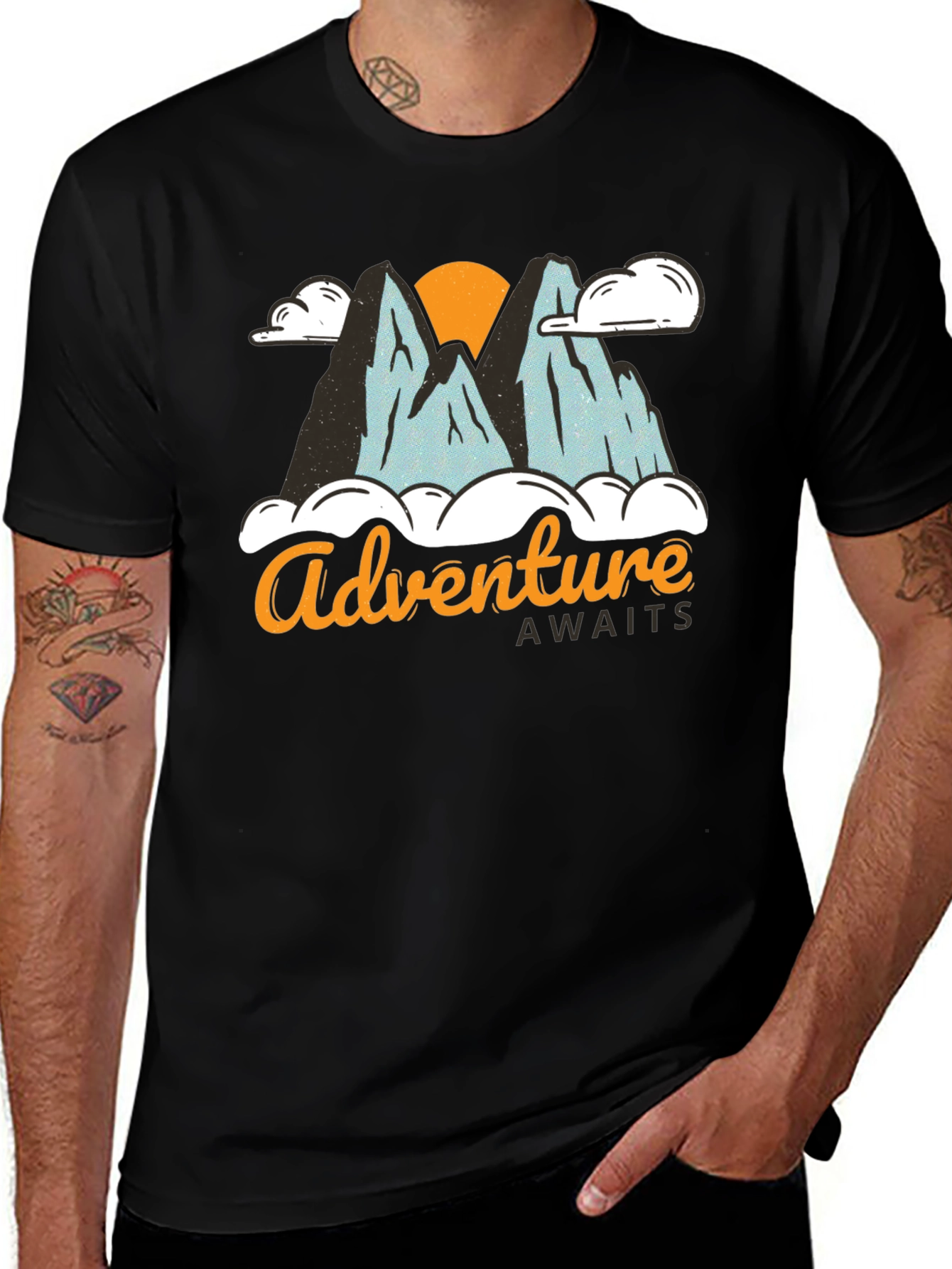 Adventure Awaits Black Graphic Tee