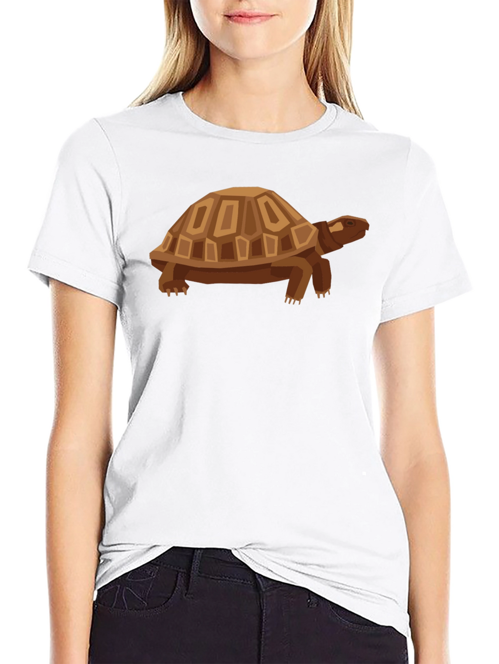 Geometric Turtle Graphic Tee - Casual Black Shirt