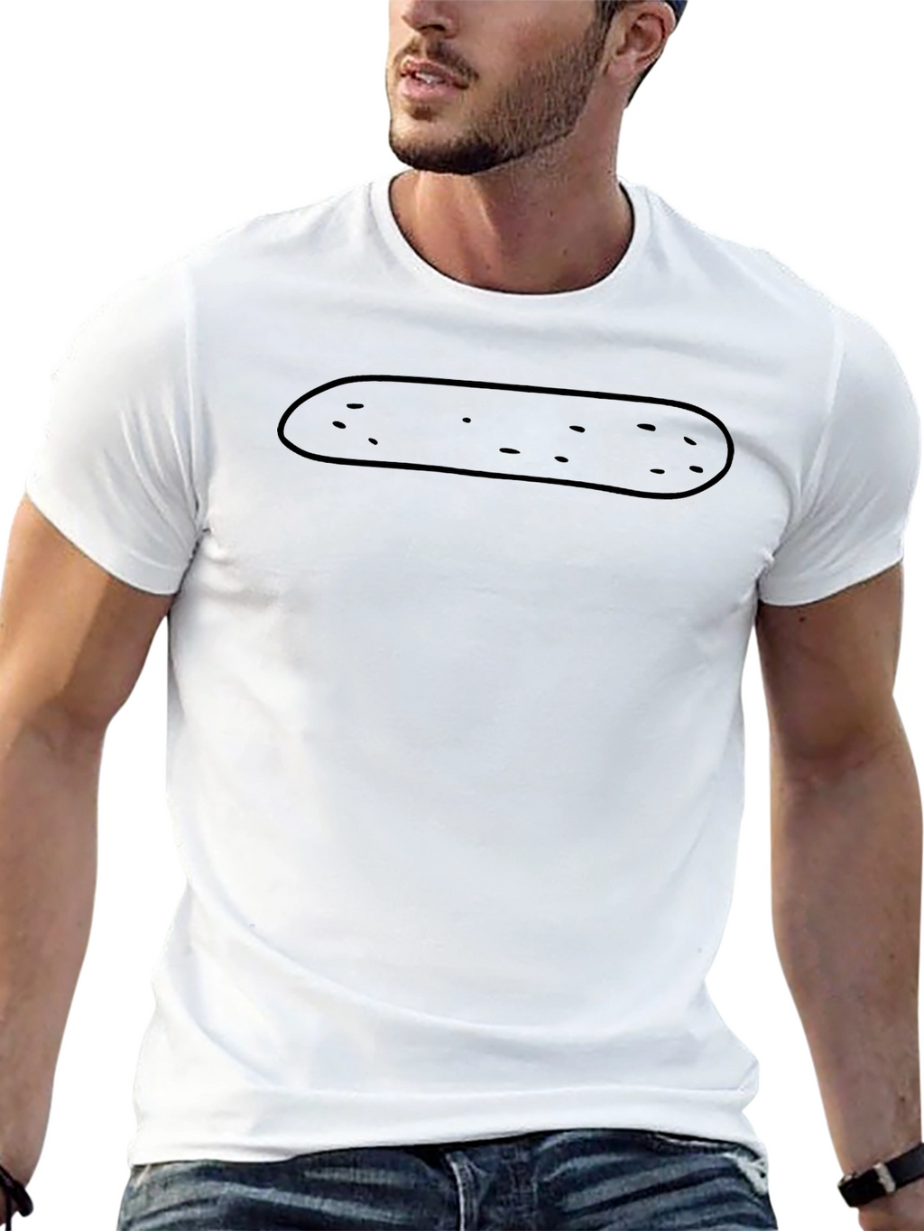 Funny Black Potato Outline Graphic T-Shirt