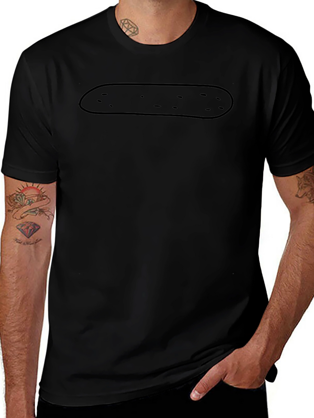 Funny Black Potato Outline Graphic T-Shirt