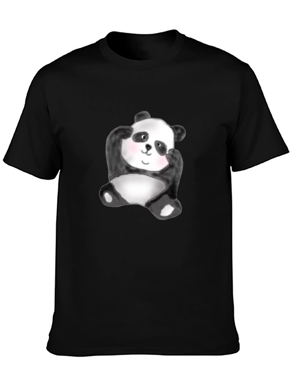 Cute Panda Graphic Tee - Black