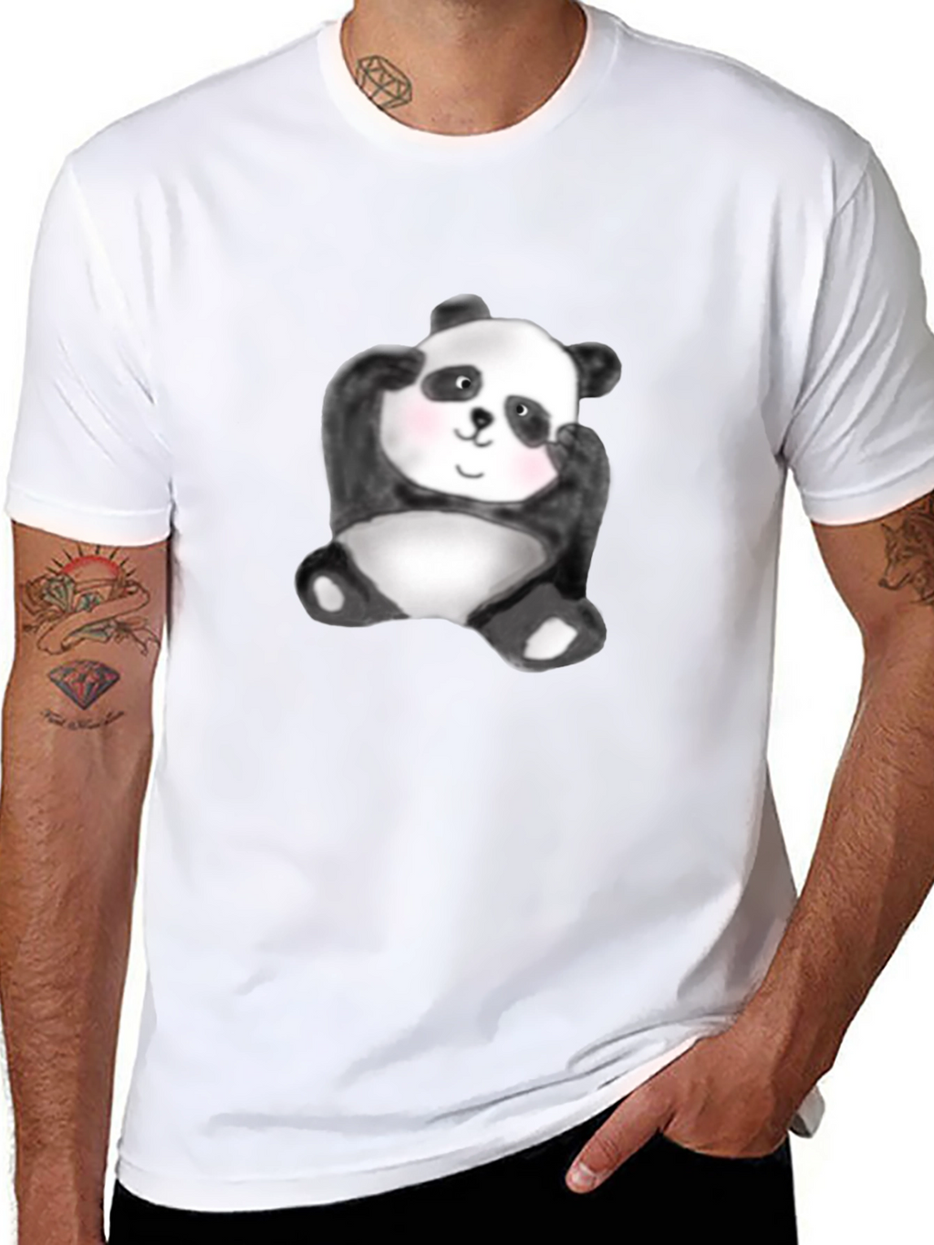 Cute Panda Graphic Tee - Black