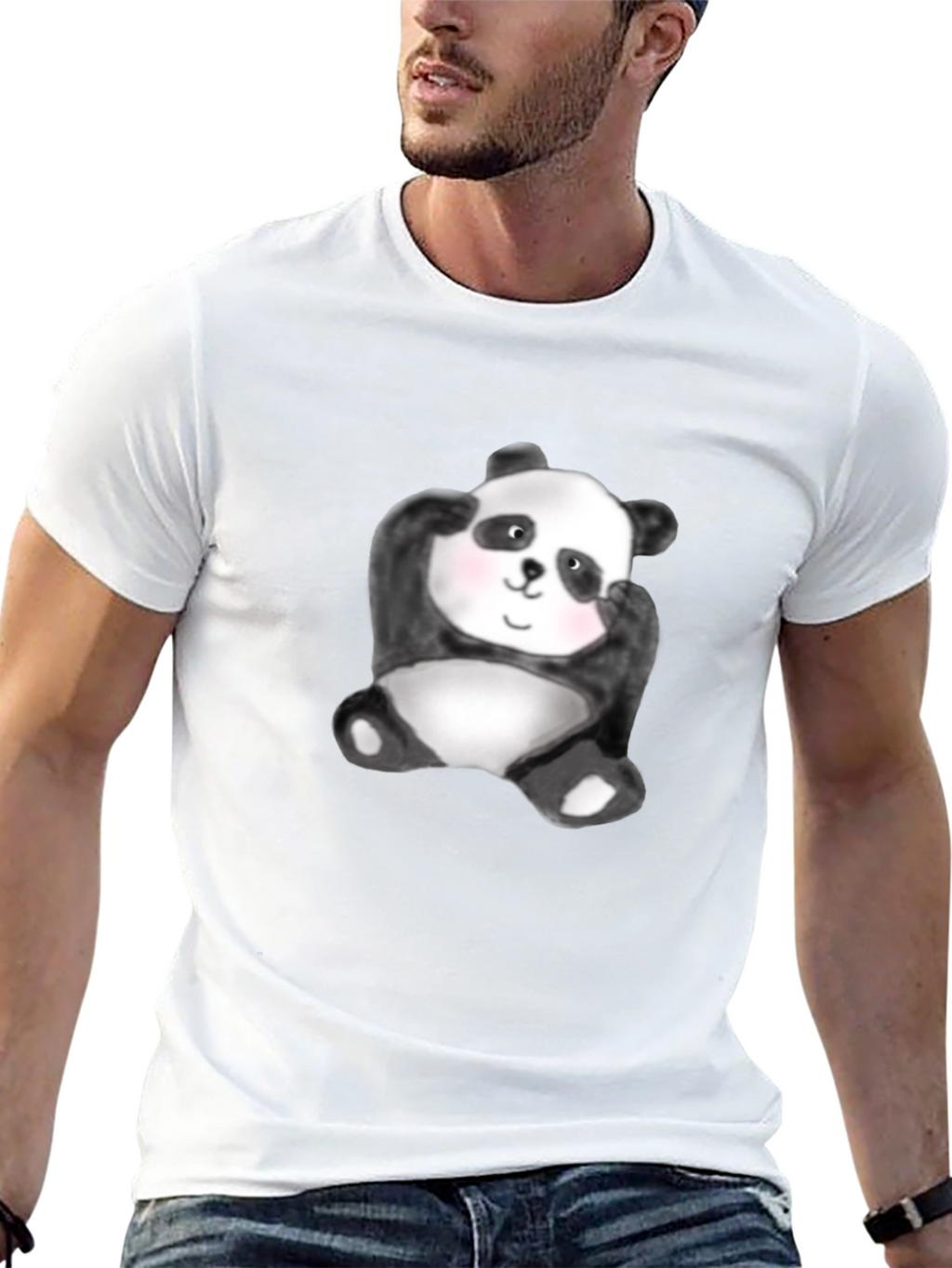 Cute Panda Graphic Tee - Black