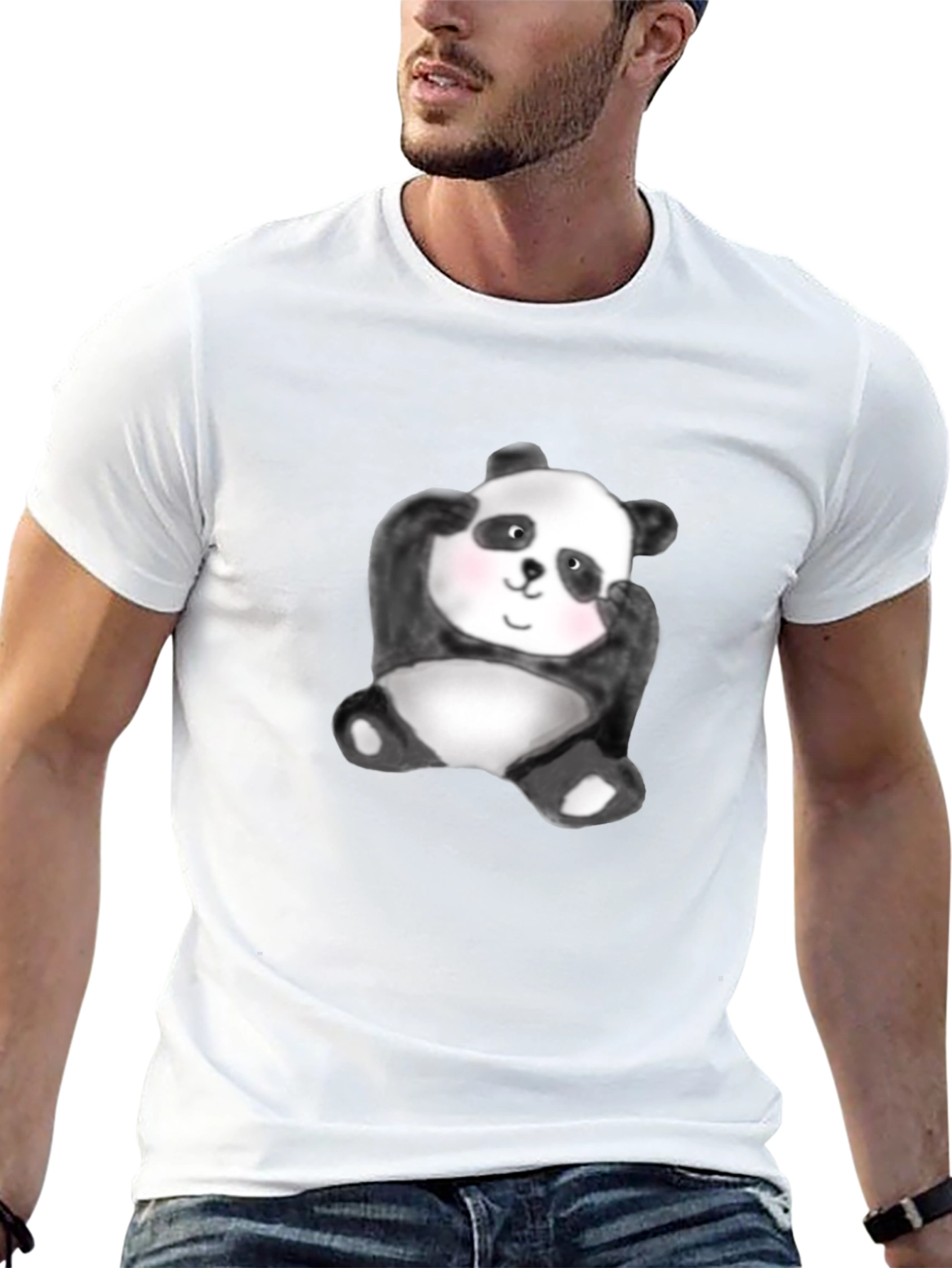 Cute Panda Graphic Tee - Black