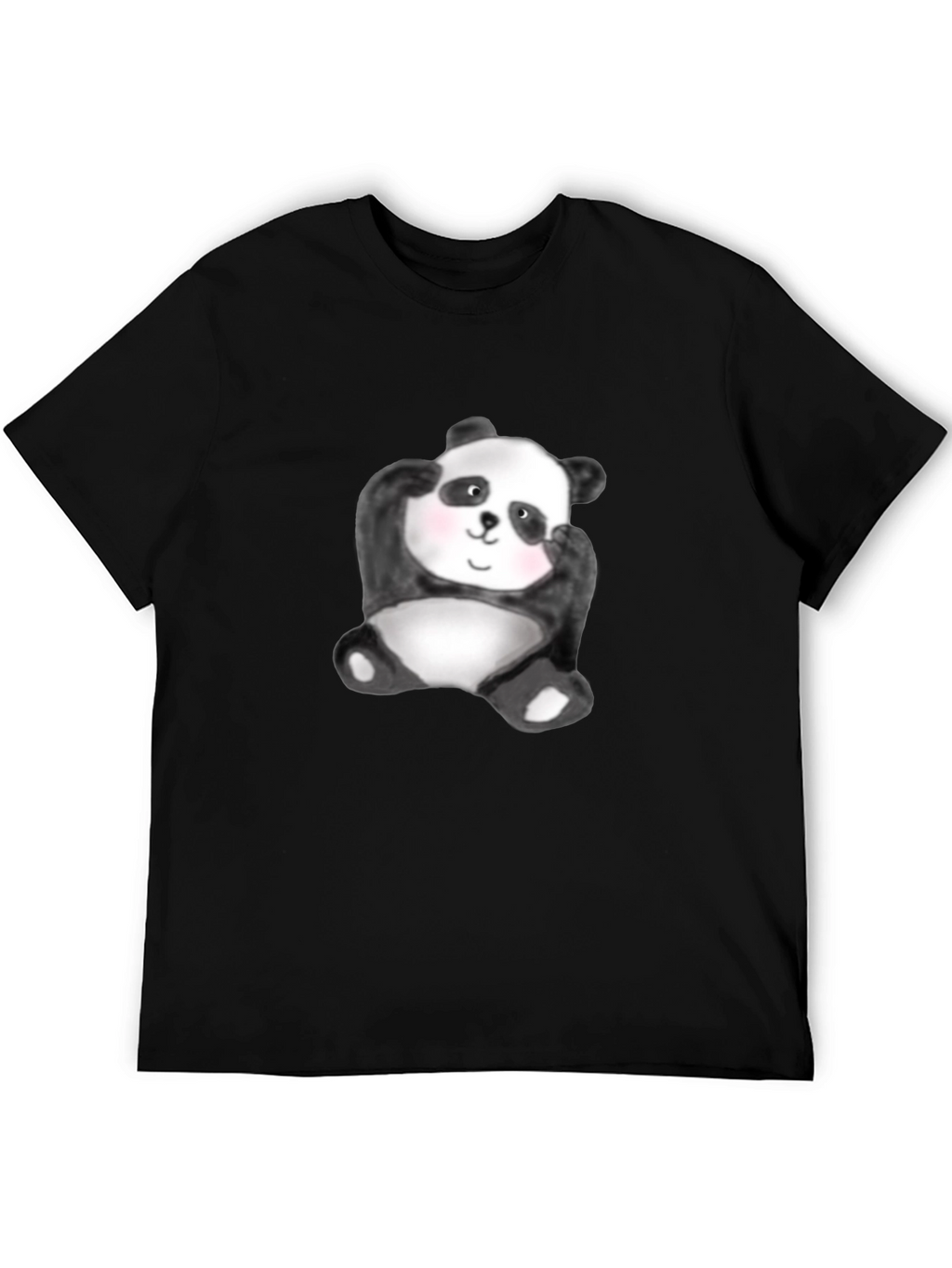 Cute Panda Graphic Tee - Black