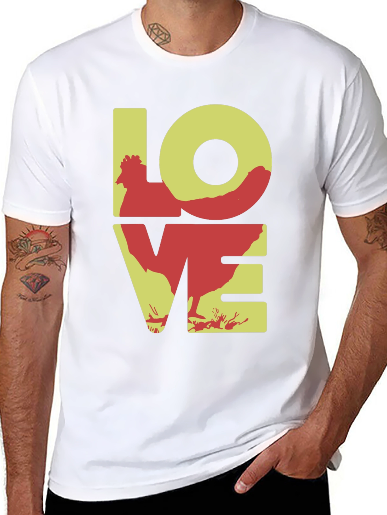 Chicken LOVE Graphic Tee - Novelty Print Shirt