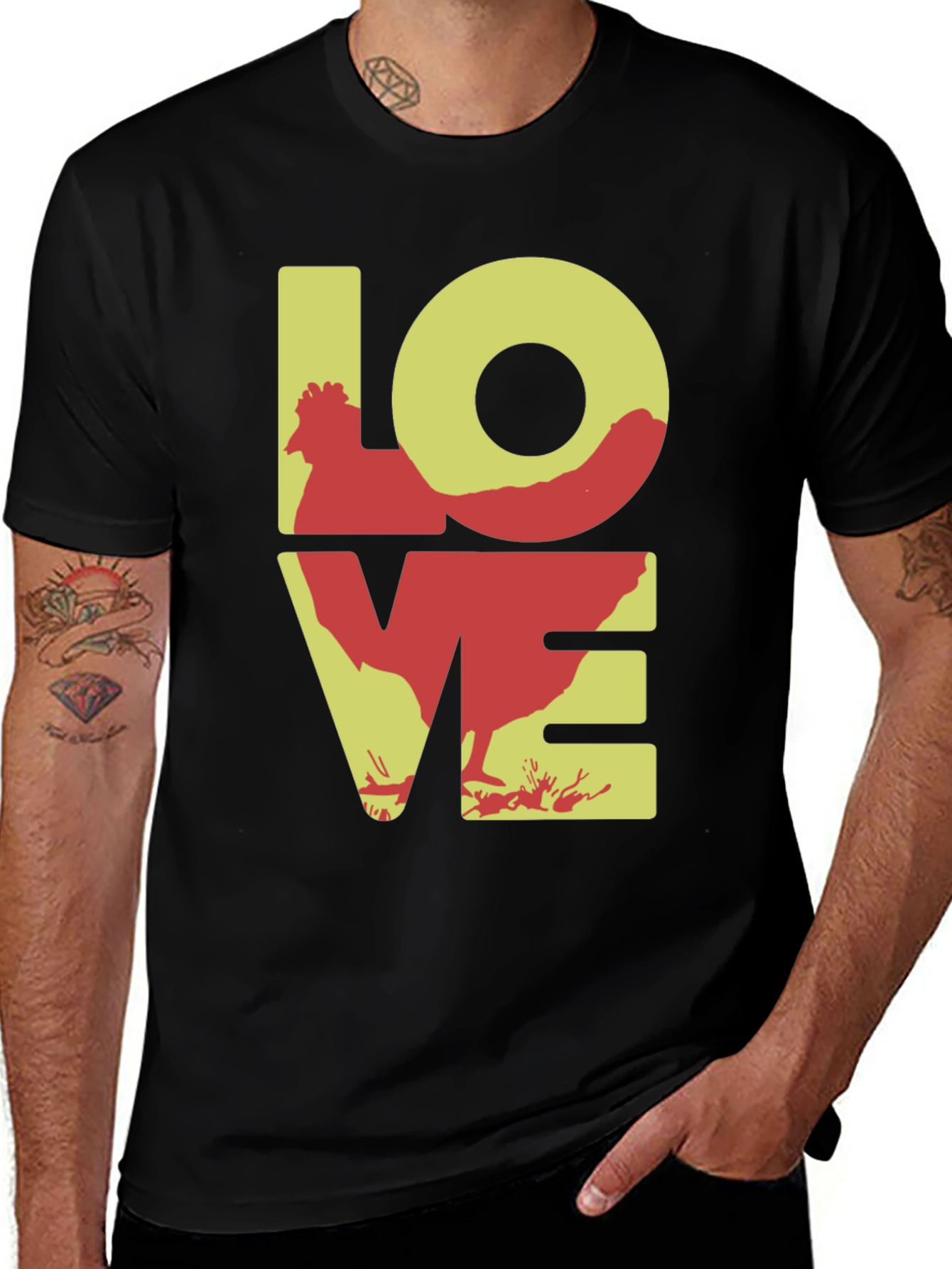 Chicken LOVE Graphic Tee - Novelty Print Shirt