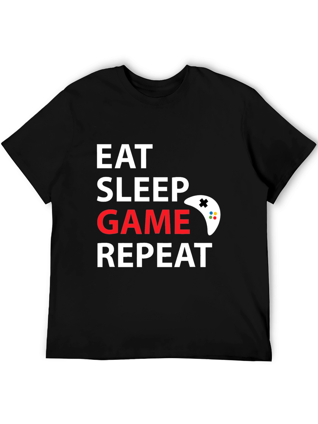 Eat Sleep Game Repeat Black T-Shirt