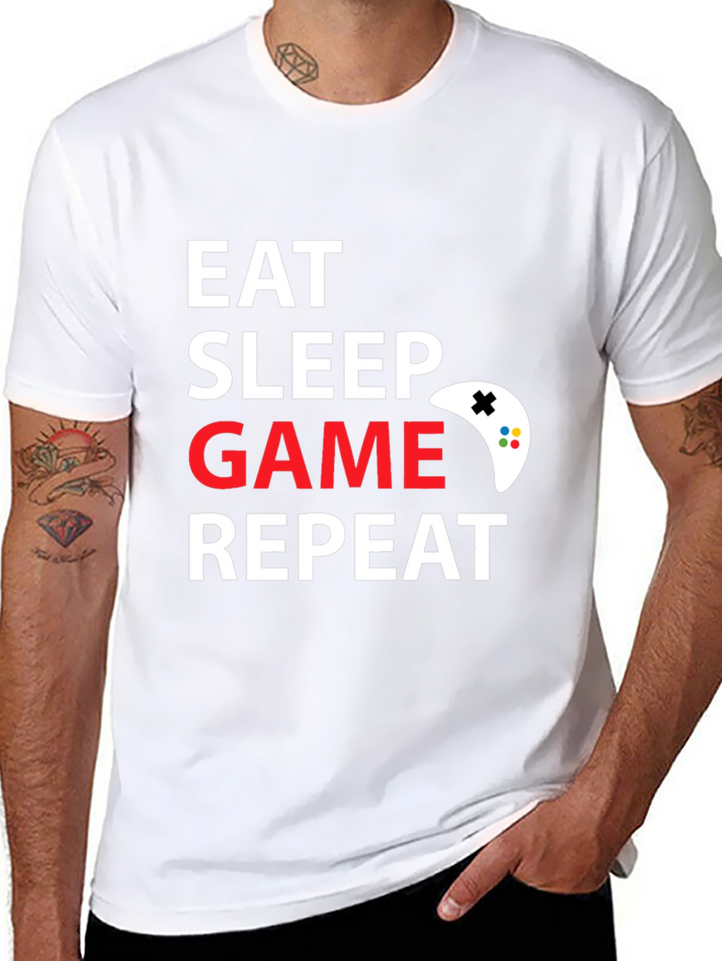 Eat Sleep Game Repeat Black T-Shirt