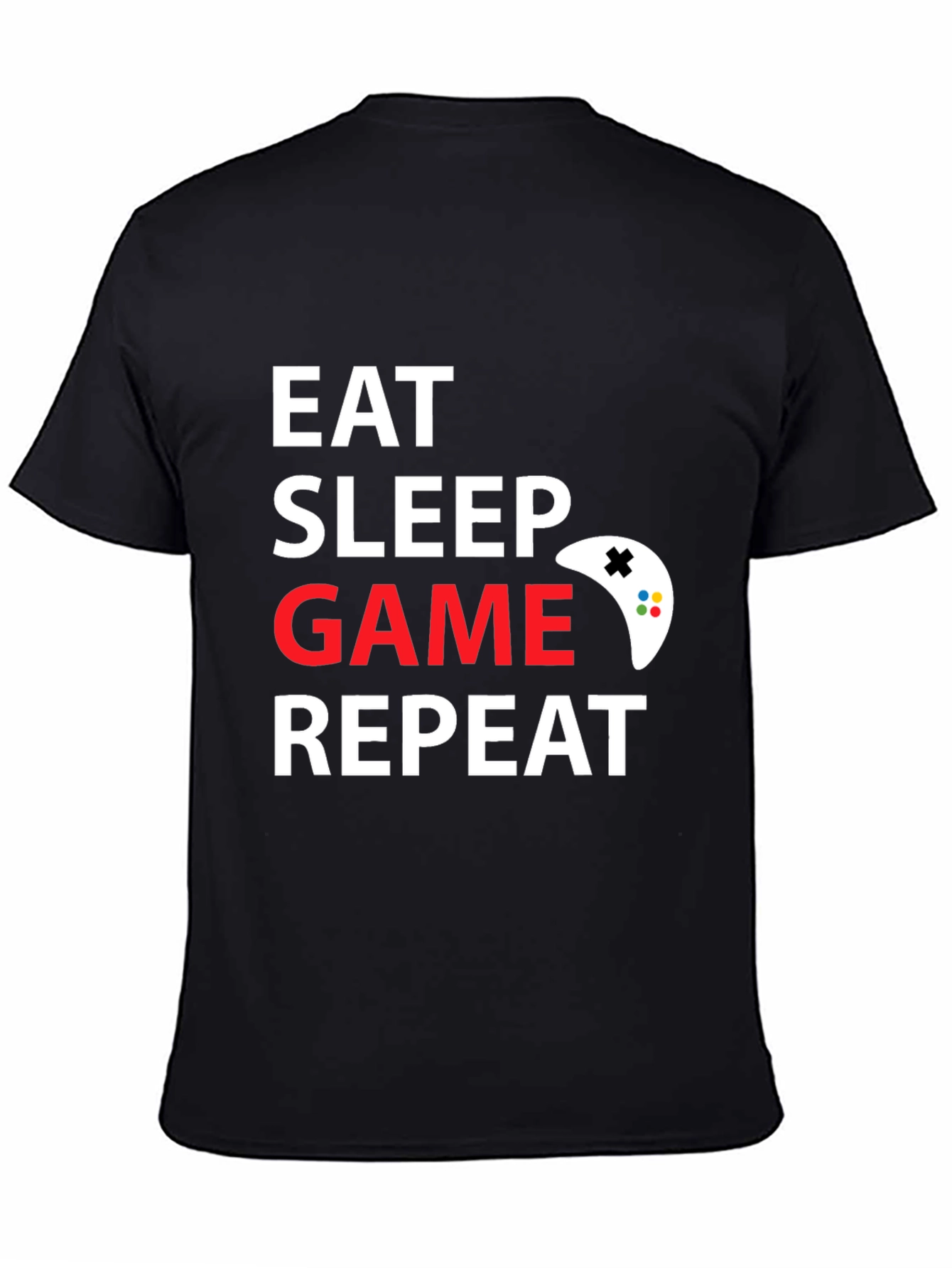 Eat Sleep Game Repeat Black T-Shirt