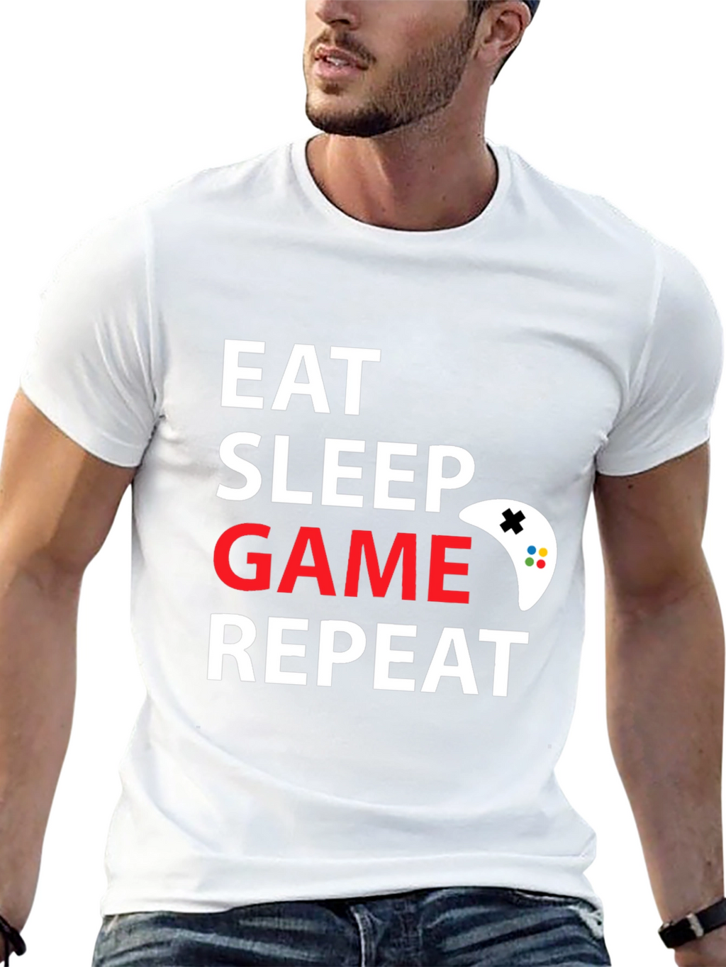 Eat Sleep Game Repeat Black T-Shirt