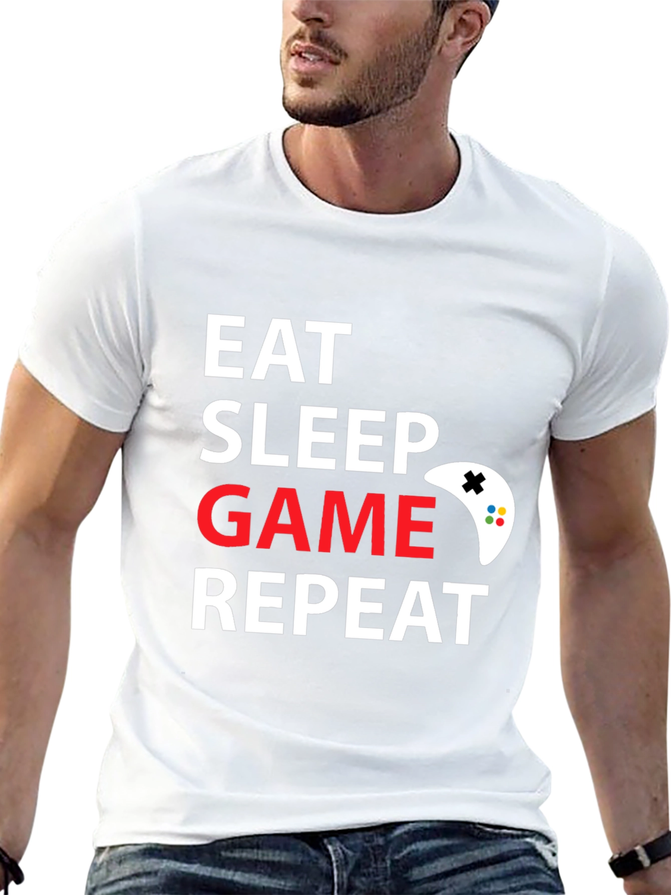 Eat Sleep Game Repeat Black T-Shirt