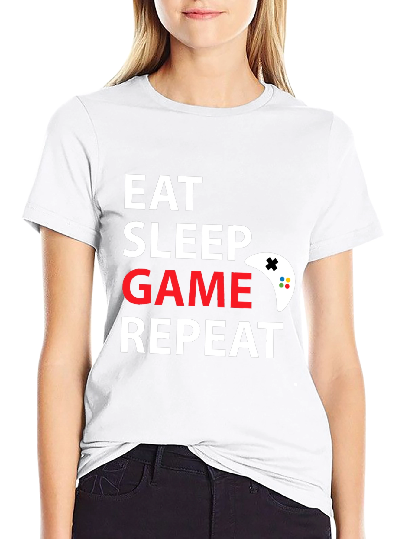Eat Sleep Game Repeat Black T-Shirt