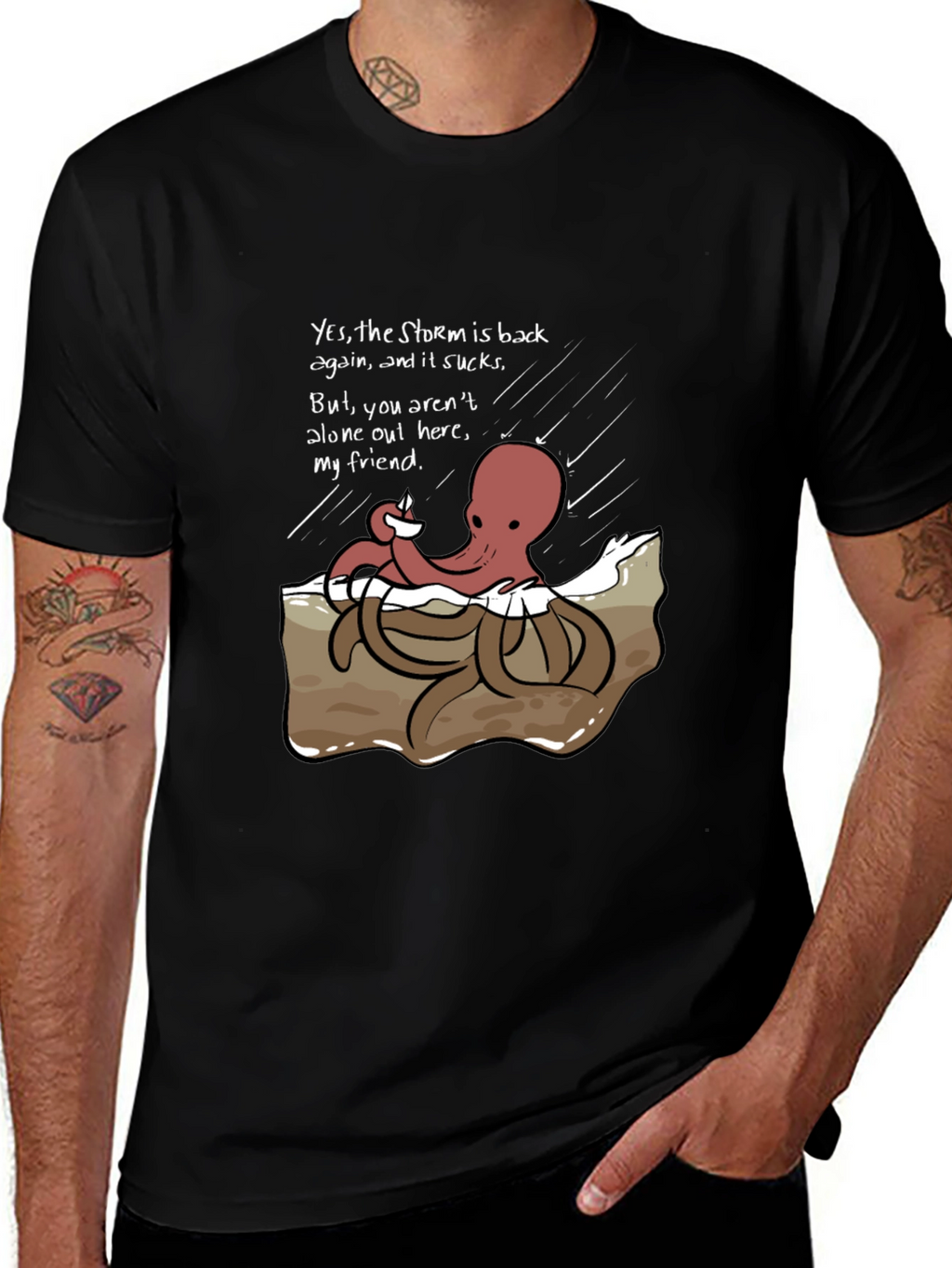 Stormy Day Octopus Graphic Tee
