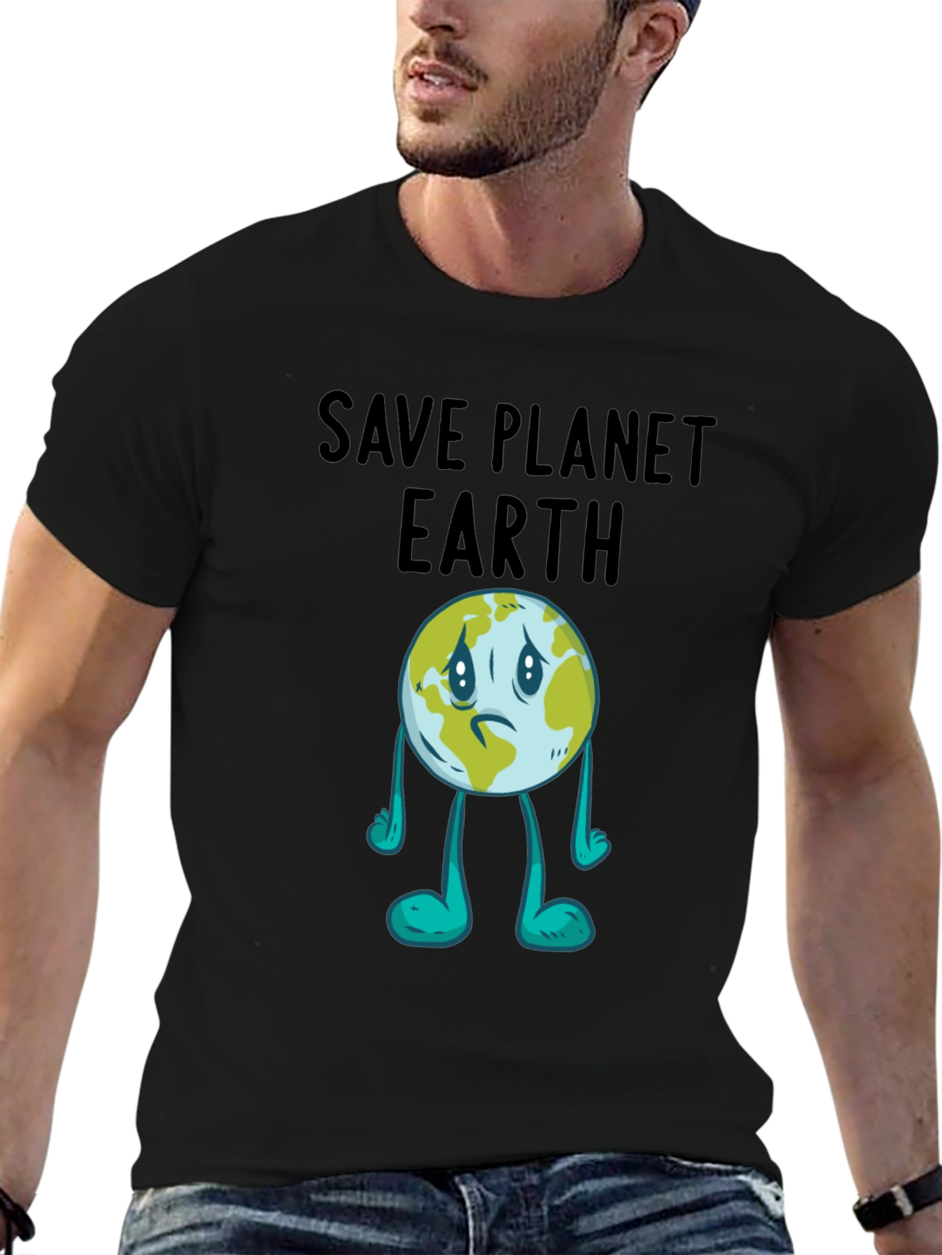 Save Planet Earth Graphic T-Shirt - Black