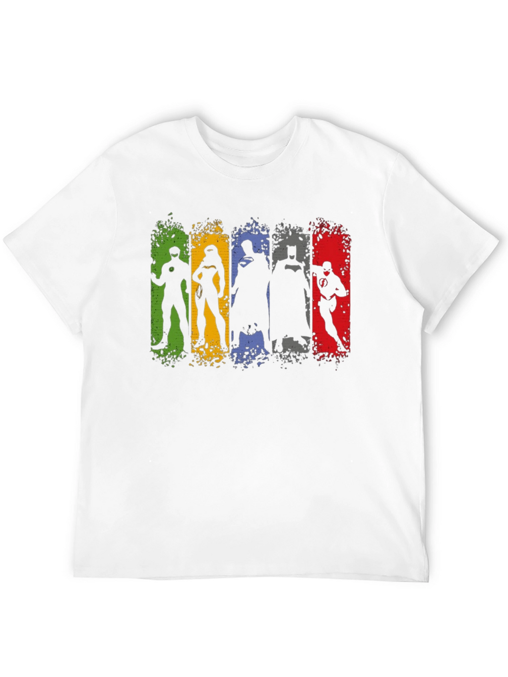 Justice League Silhouette T-Shirt - Mens Black Crew Neck