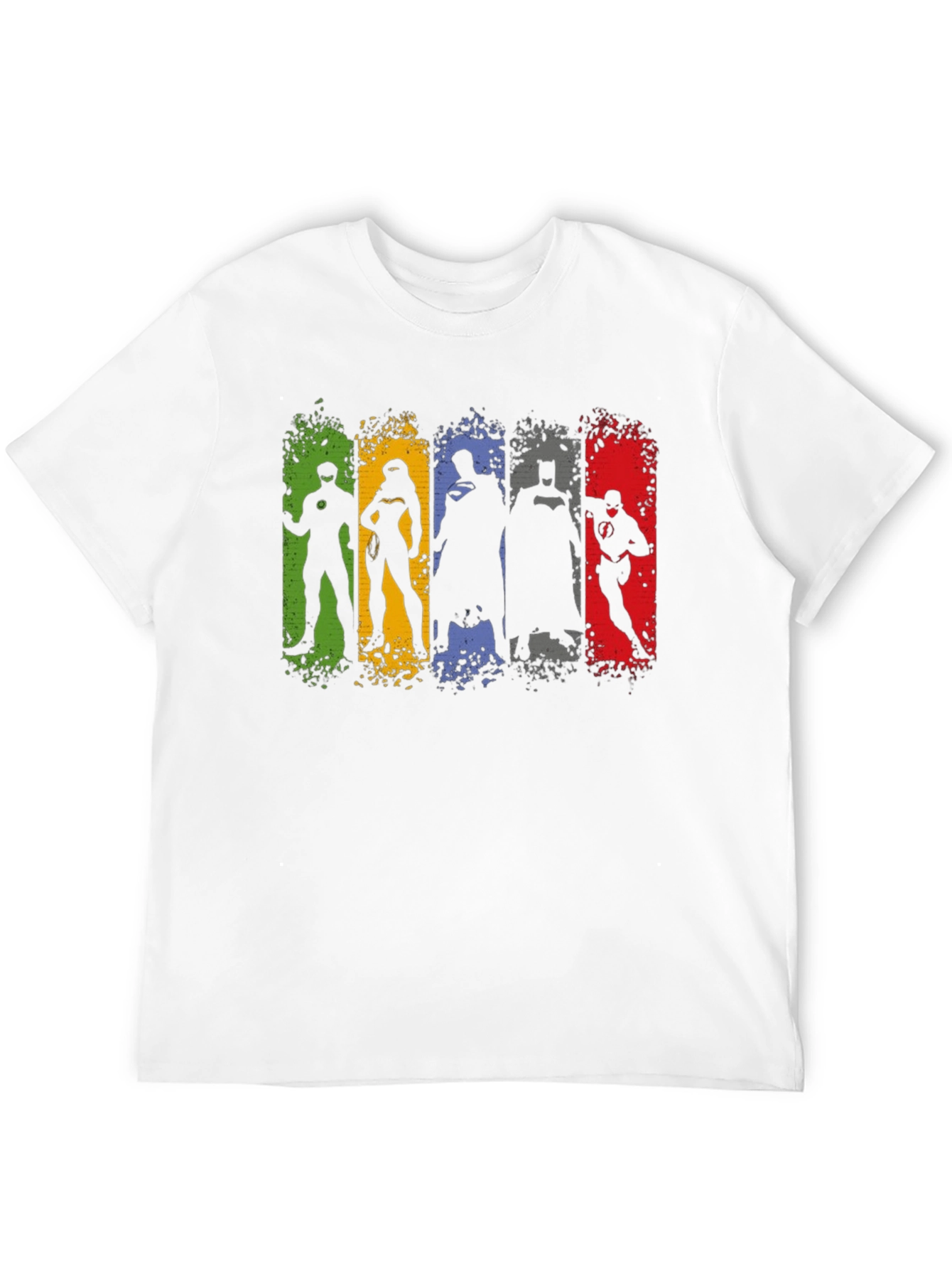 Justice League Silhouette T-Shirt - Mens Black Crew Neck