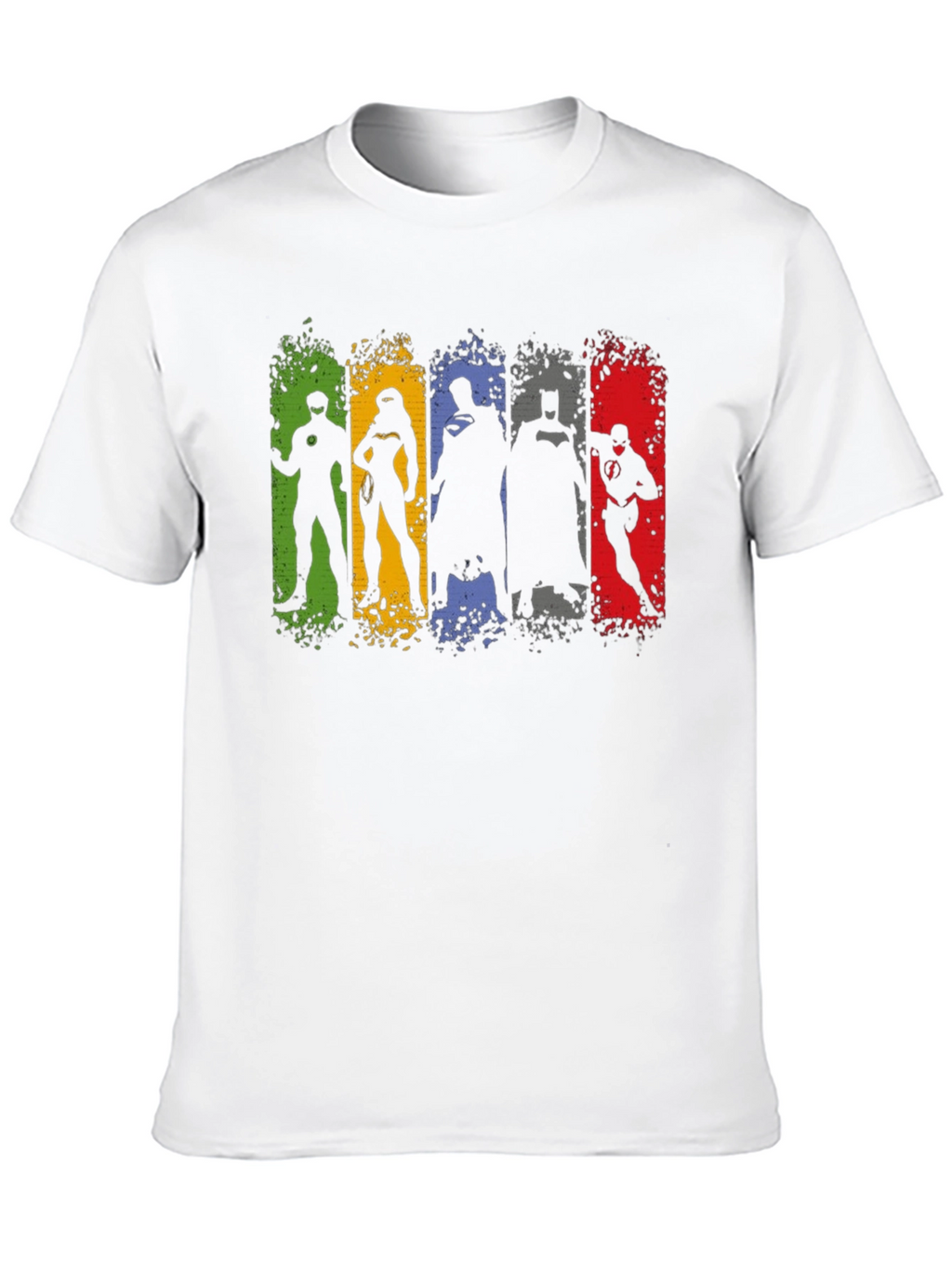 Justice League Silhouette T-Shirt - Mens Black Crew Neck