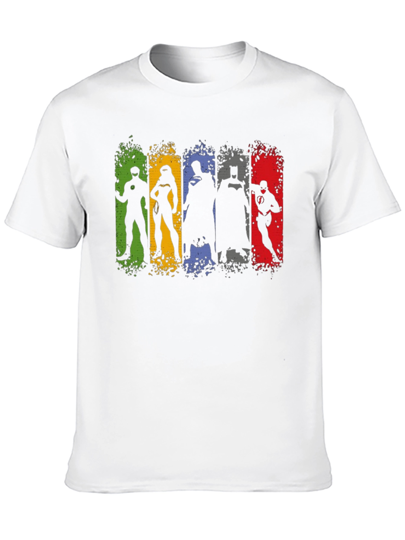 Justice League Silhouette T-Shirt - Mens Black Crew Neck