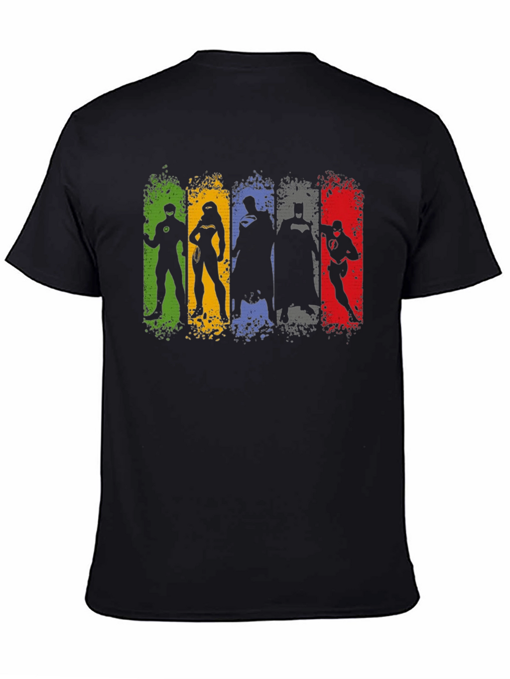 Justice League Silhouette T-Shirt - Mens Black Crew Neck