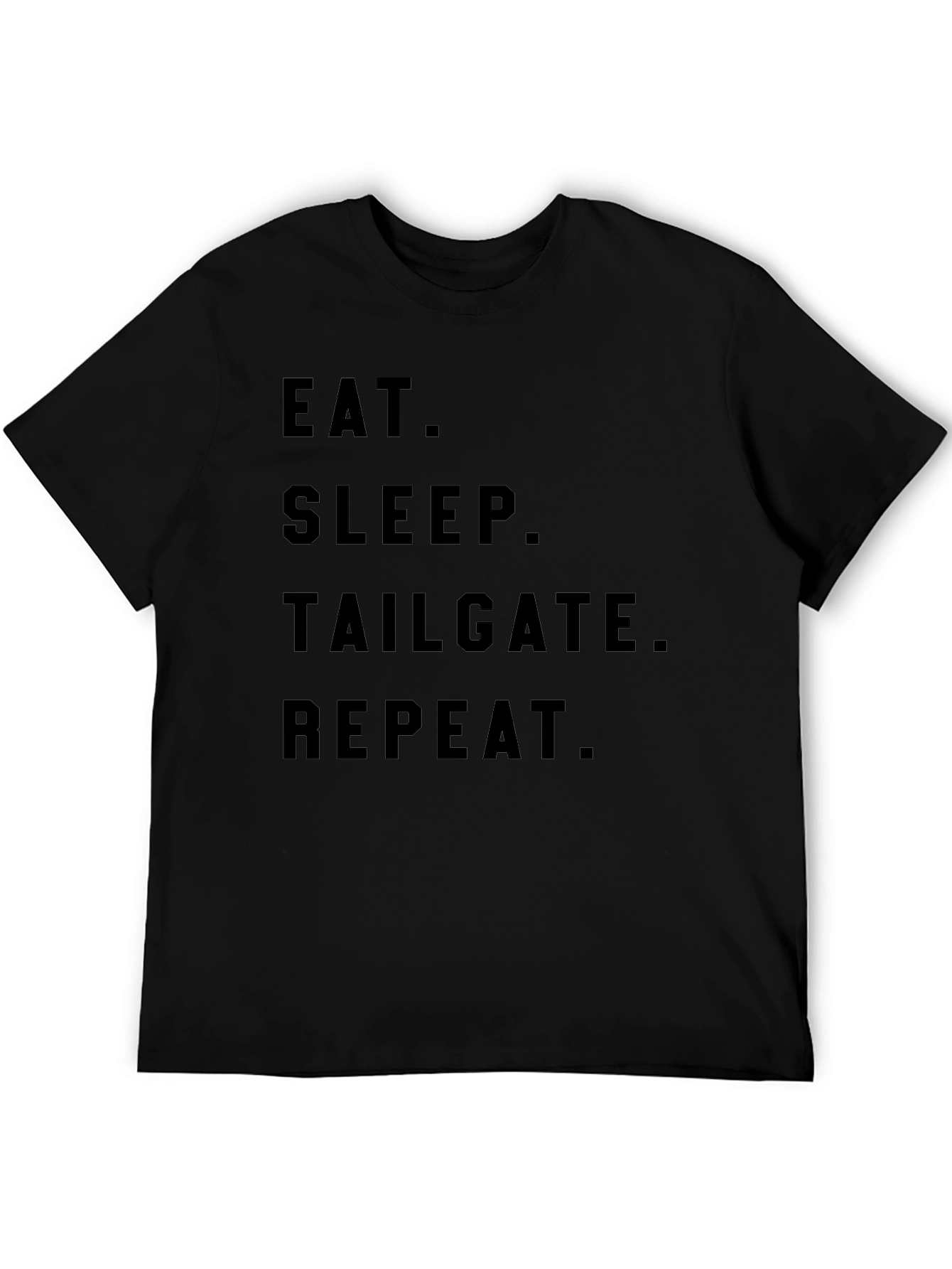 Eat Sleep Tailgate Repeat Black Graphic Tee
